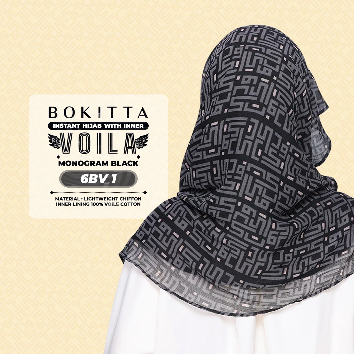 Bokitta Hijab Inspired Monogram 2 Voila Printed Collection