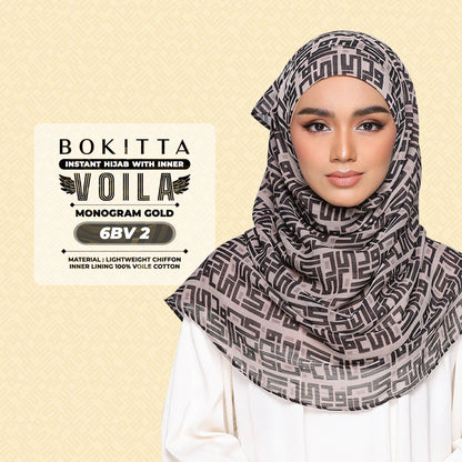 Bokitta Hijab Inspired Monogram 2 Voila Printed Collection