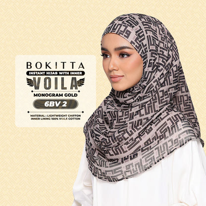 Bokitta Hijab Inspired Monogram 2 Voila Printed Collection