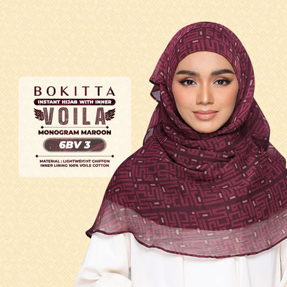 Bokitta Hijab Inspired Monogram 2 Voila Printed Collection