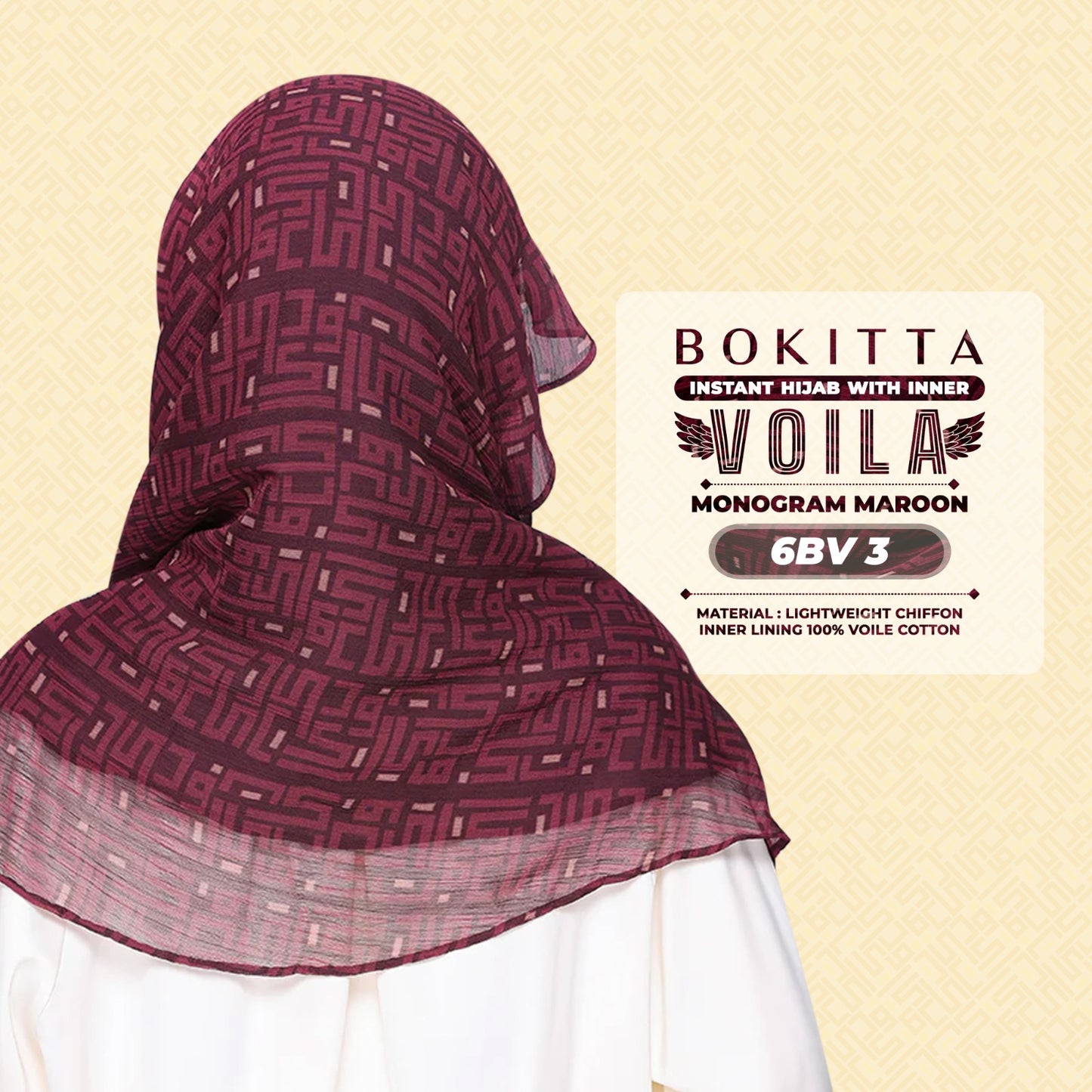 Bokitta Hijab Inspired Monogram 2 Voila Printed Collection