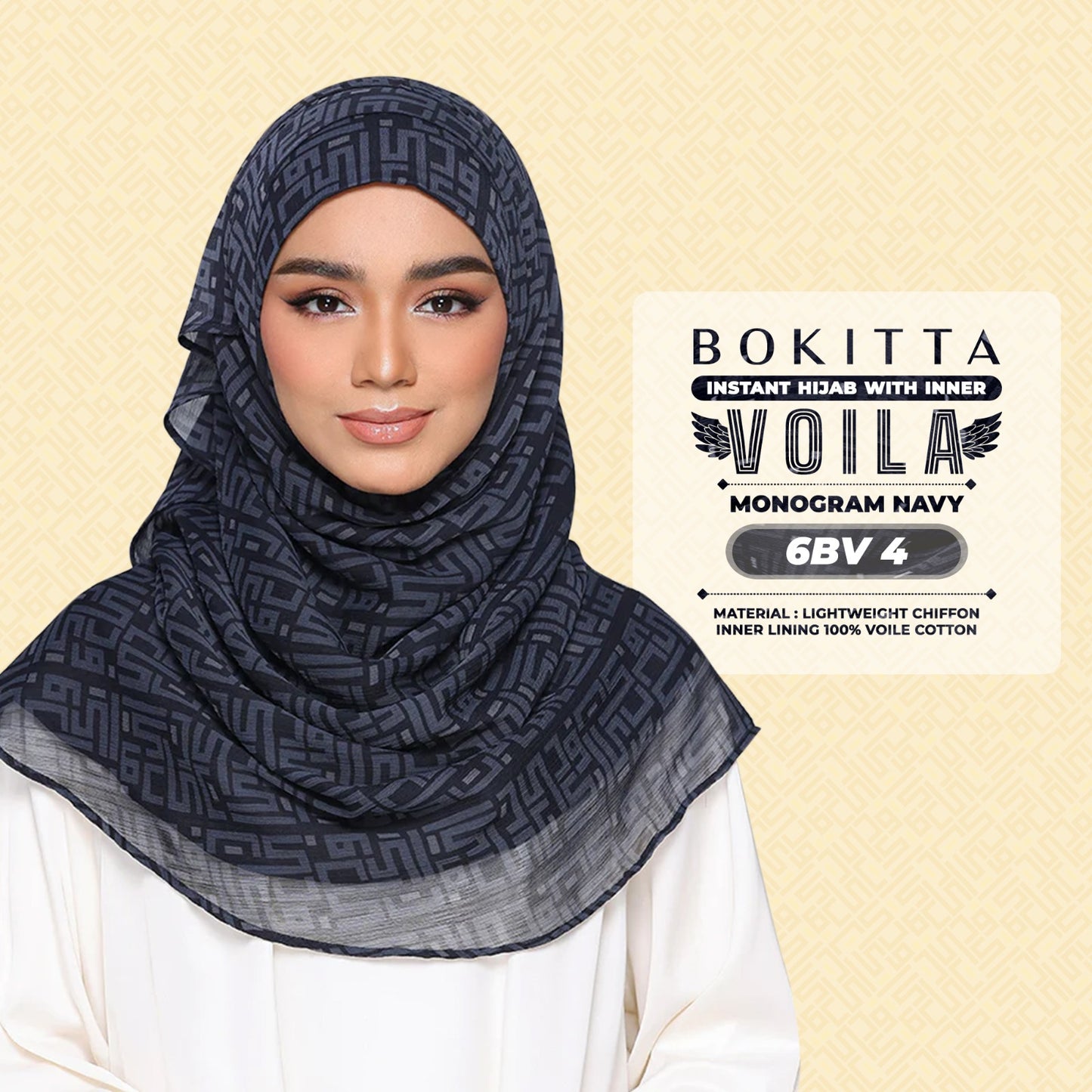 Bokitta Hijab Inspired Monogram 2 Voila Printed Collection