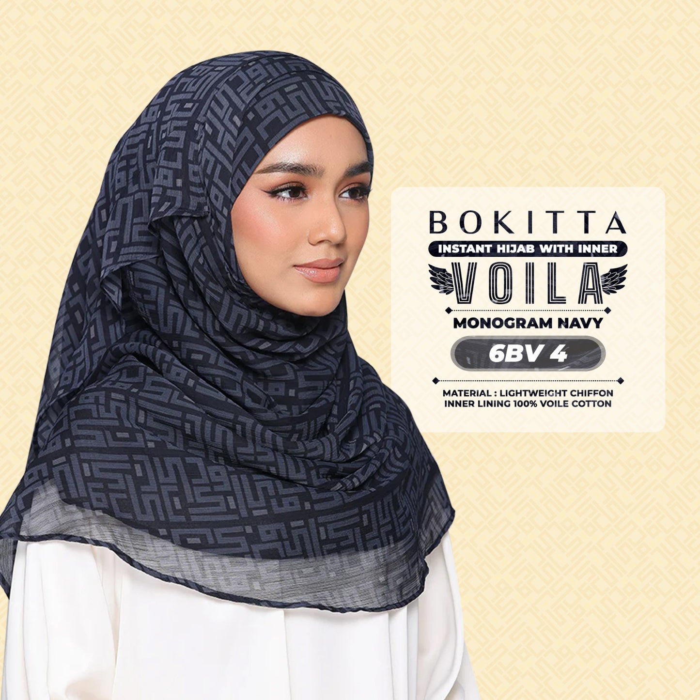 Bokitta Hijab Inspired Monogram 2 Voila Printed Collection