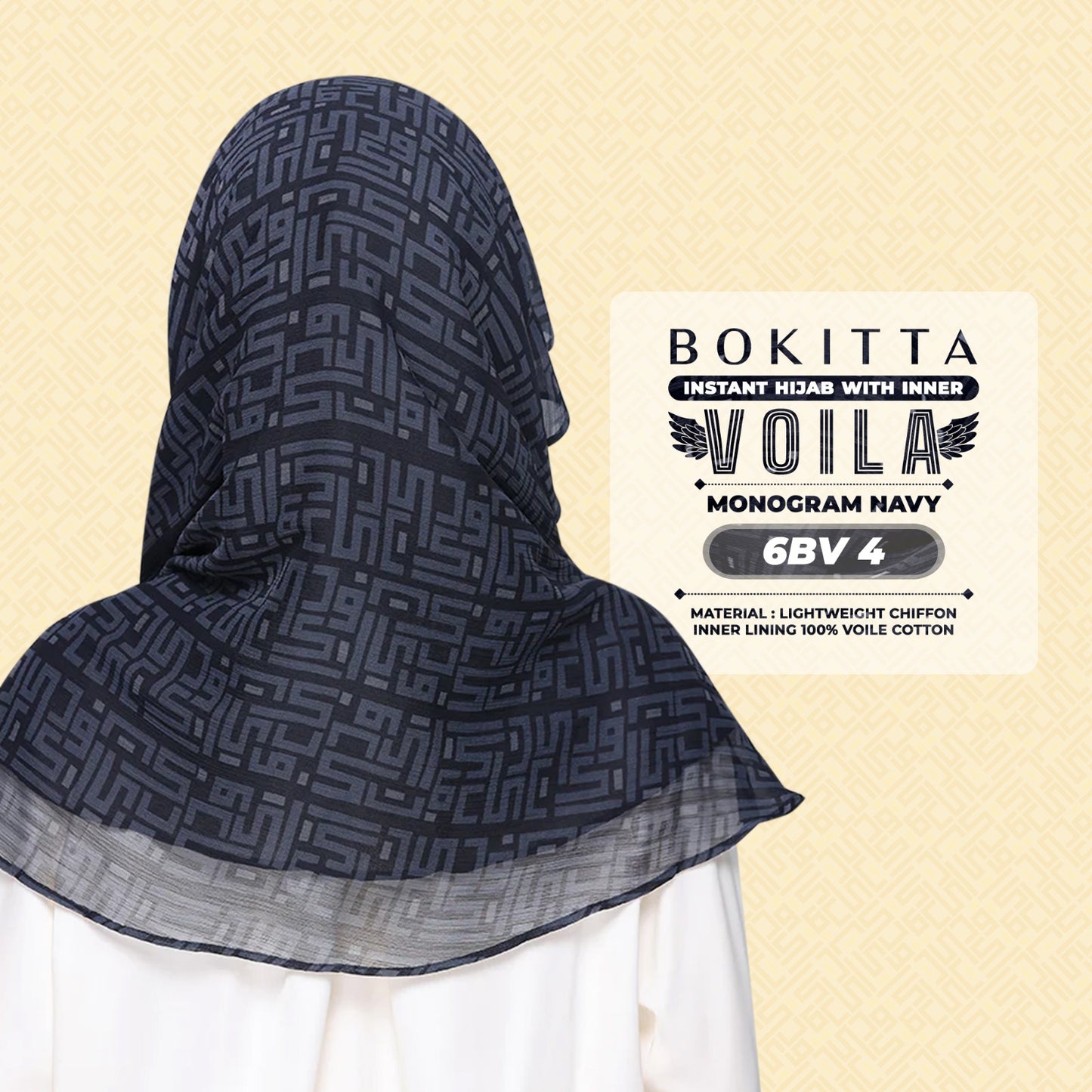 Bokitta Hijab Inspired Monogram 2 Voila Printed Collection