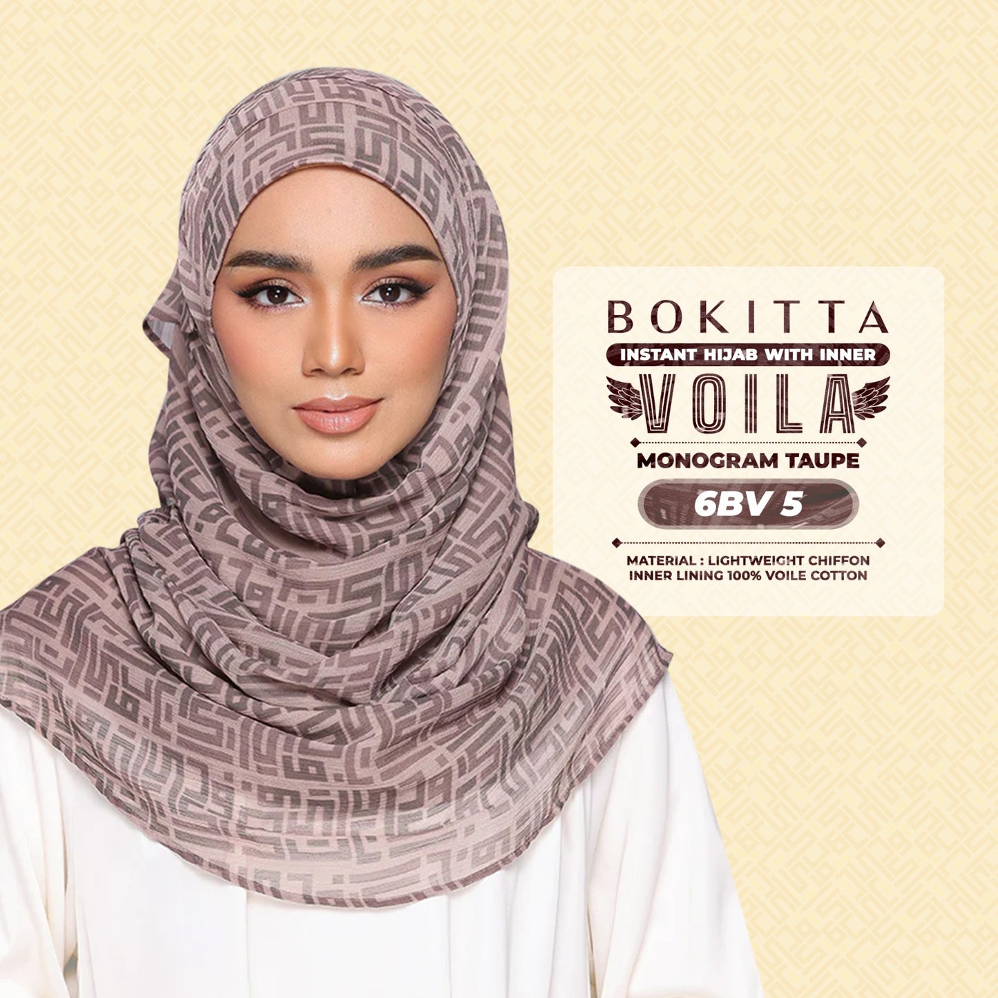 Bokitta Hijab Inspired Monogram 2 Voila Printed Collection