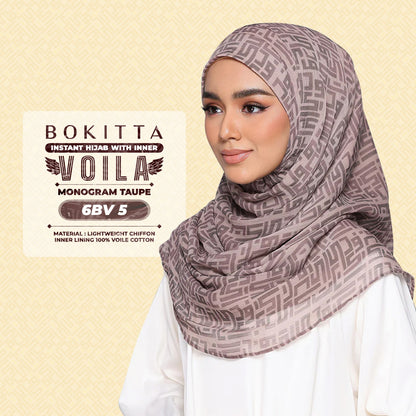 Bokitta Hijab Inspired Monogram 2 Voila Printed Collection