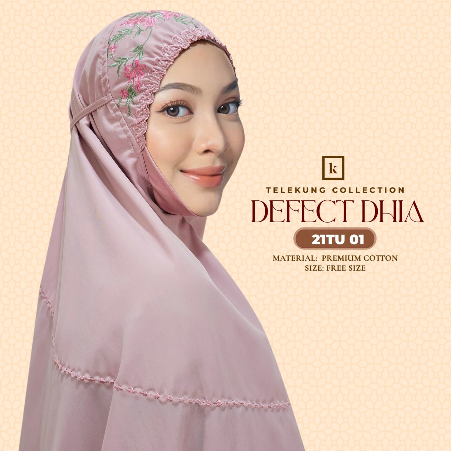 Telekung Khaulah Cantik Inspired DEFECT Dhia Cotton Series (21TU)