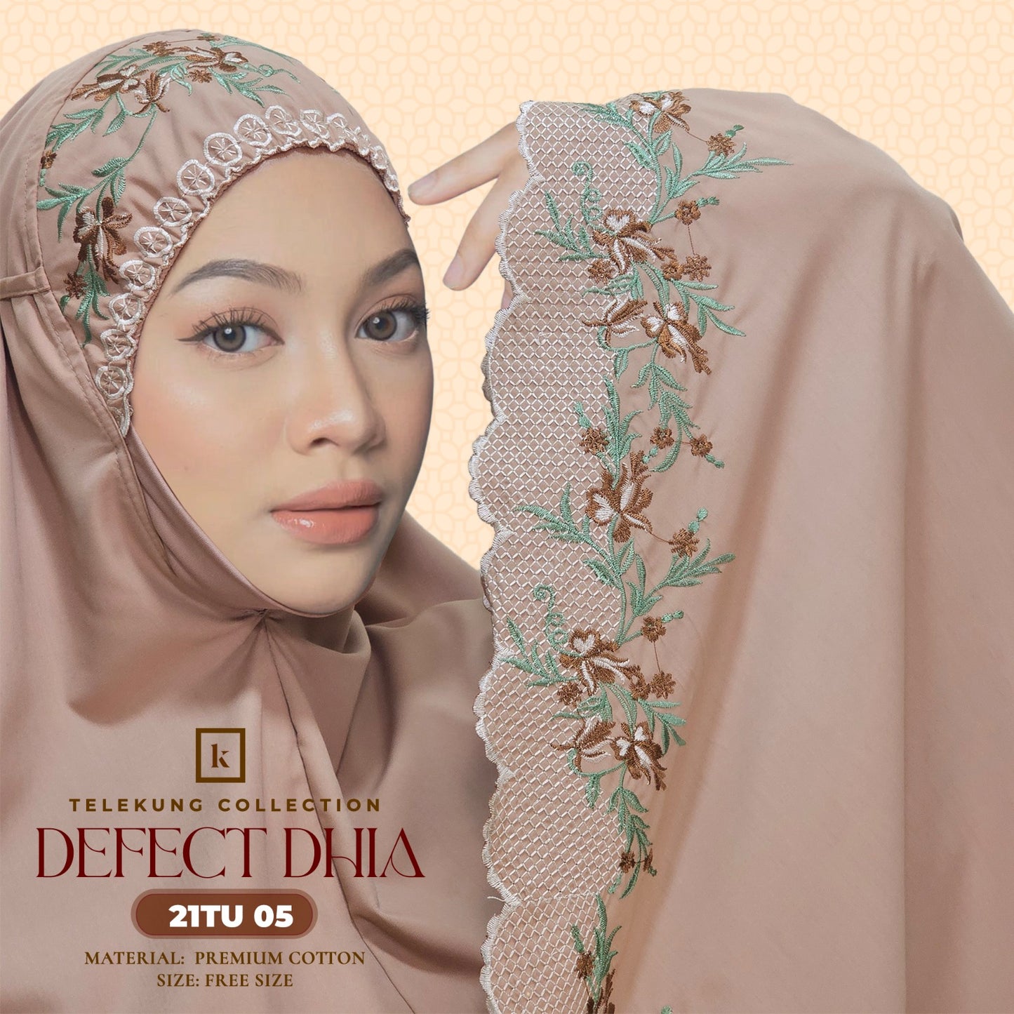 Telekung Khaulah Cantik Inspired DEFECT Dhia Cotton Series (21TU)