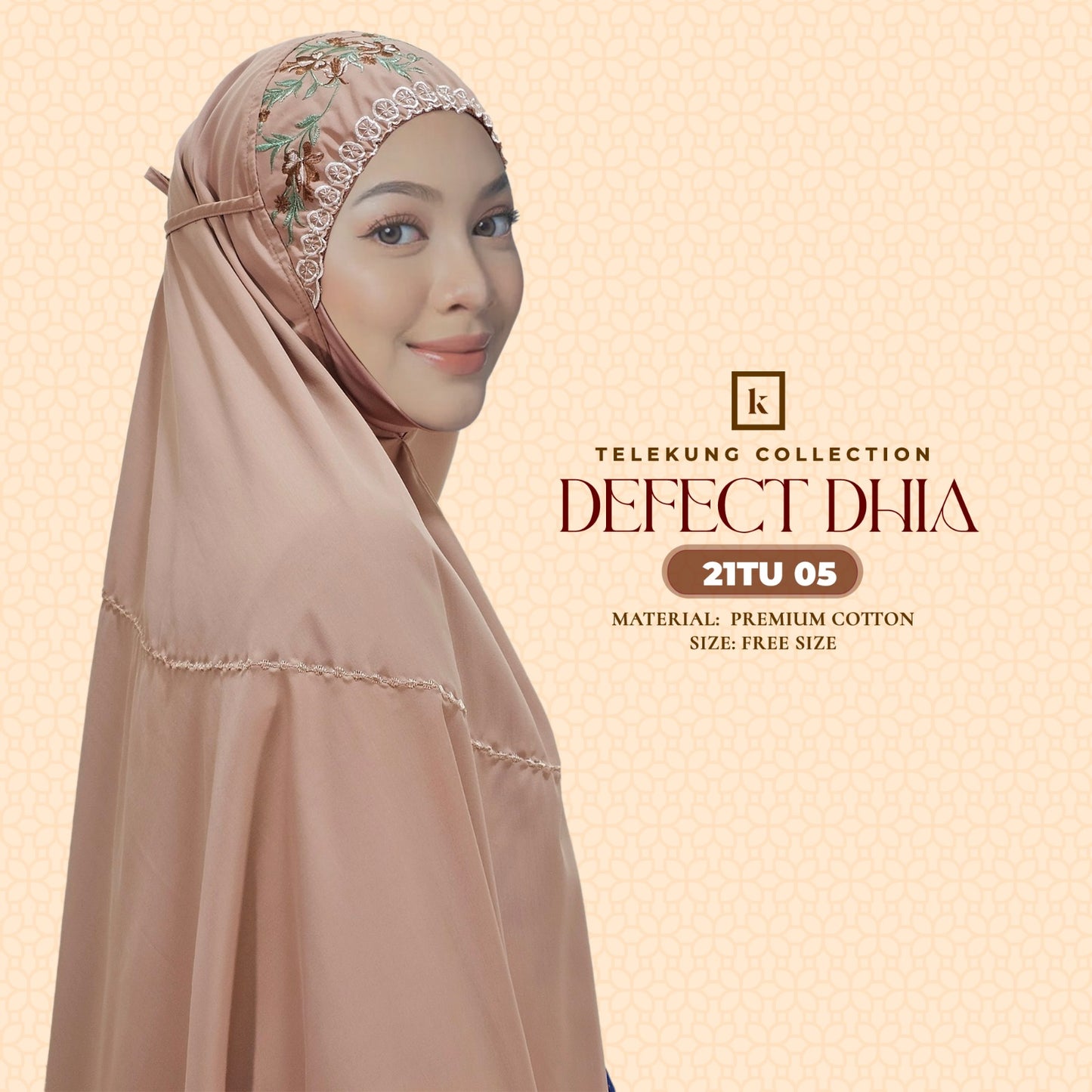 Telekung Khaulah Cantik Inspired DEFECT Dhia Cotton Series (21TU)