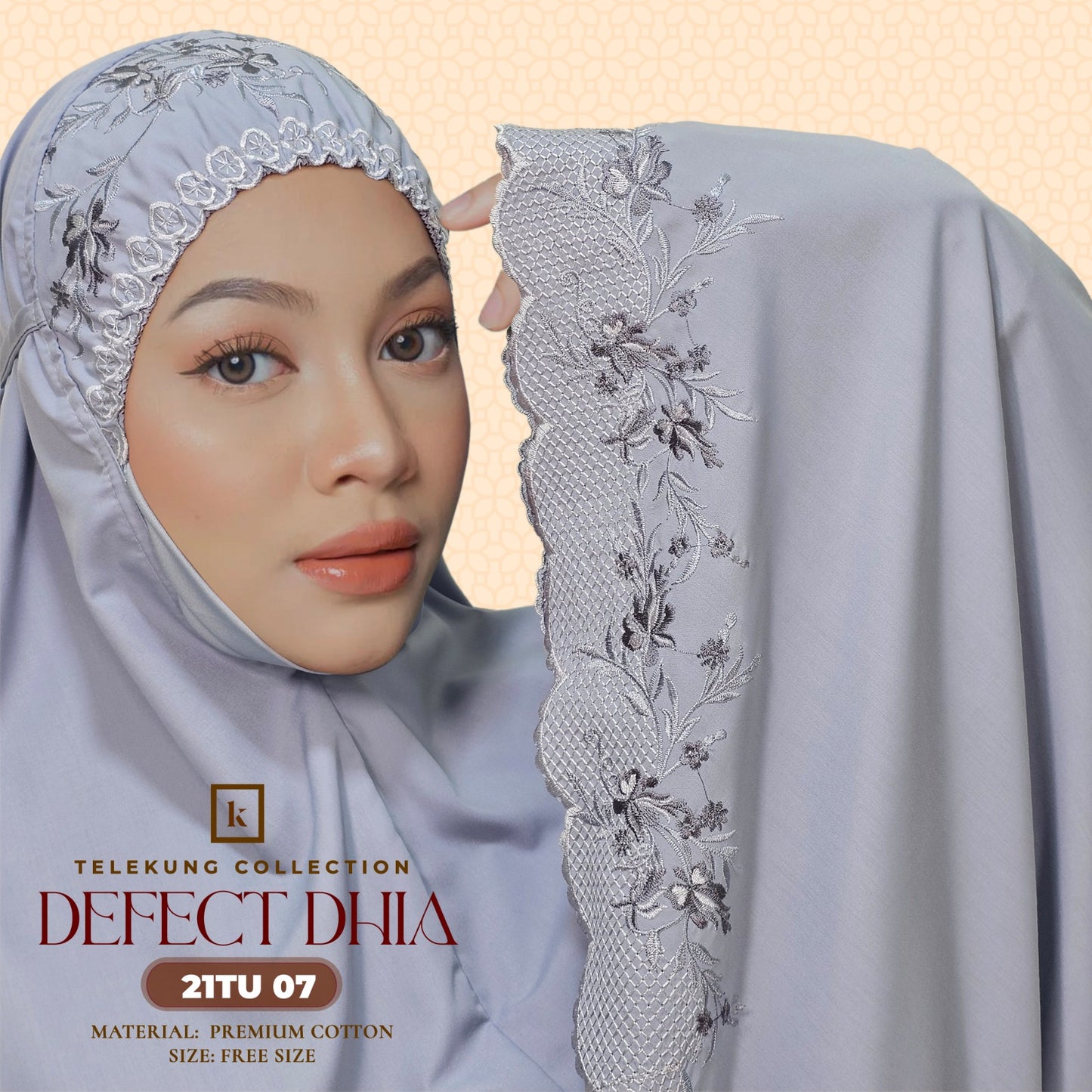 Telekung Khaulah Cantik Inspired DEFECT Dhia Cotton Series (21TU)