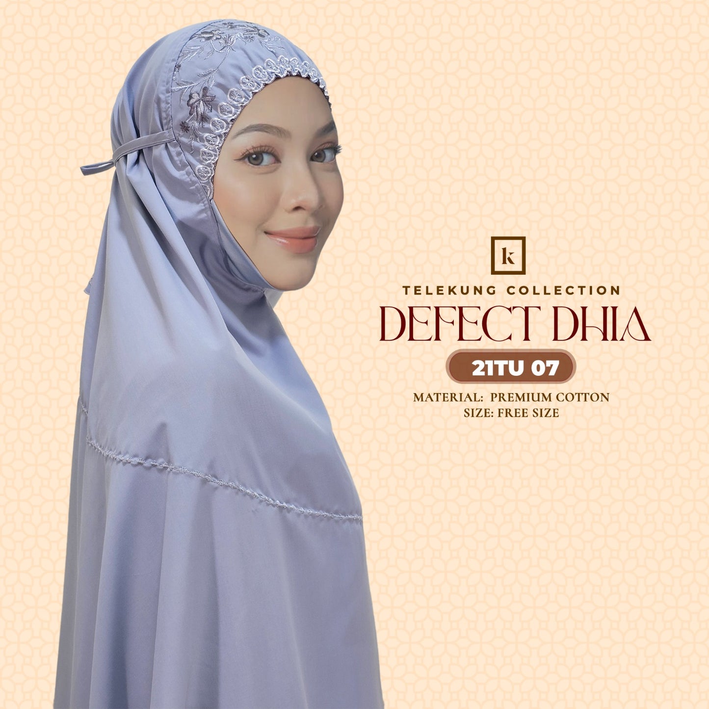 Telekung Khaulah Cantik Inspired DEFECT Dhia Cotton Series (21TU)