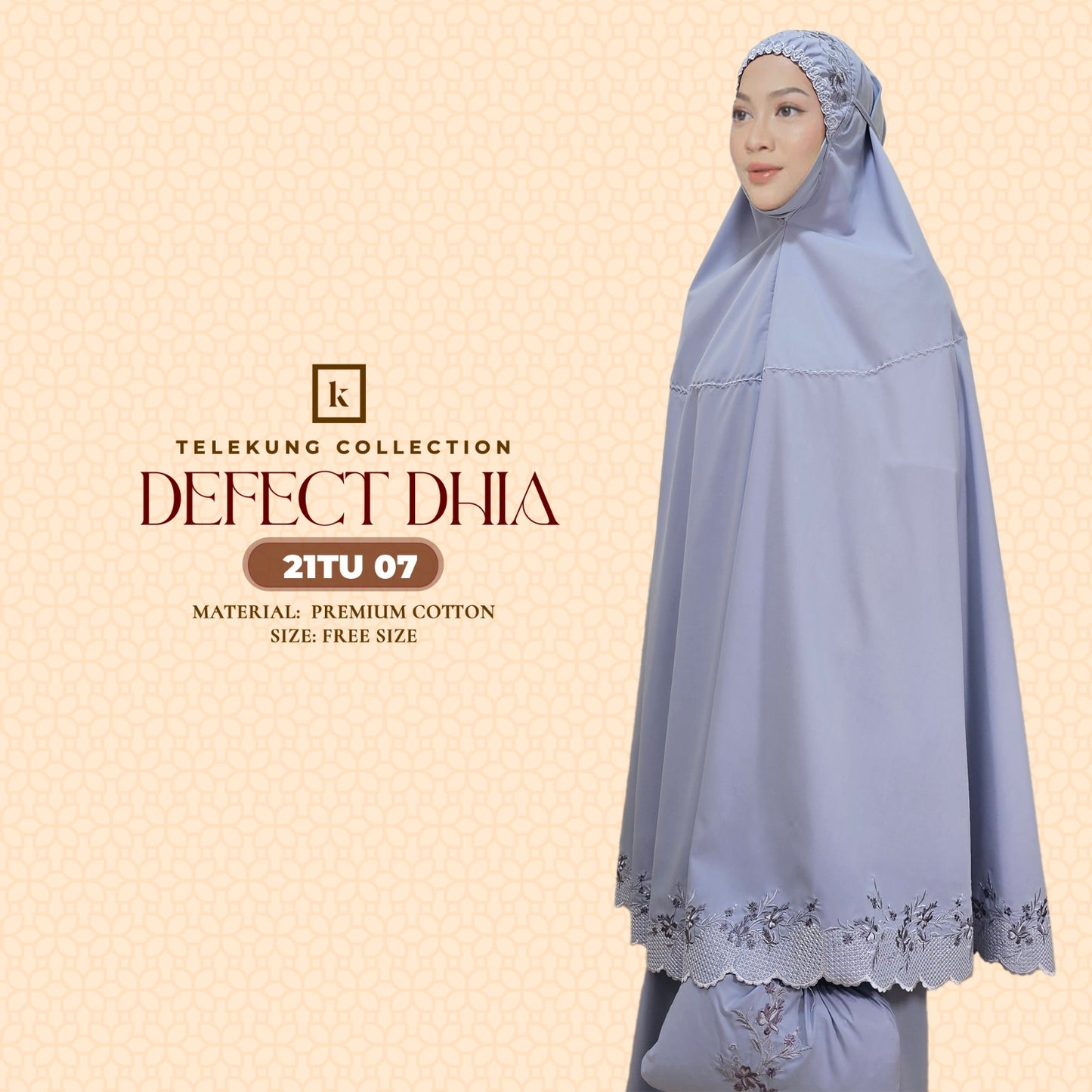 Telekung Khaulah Cantik Inspired DEFECT Dhia Cotton Series (21TU)