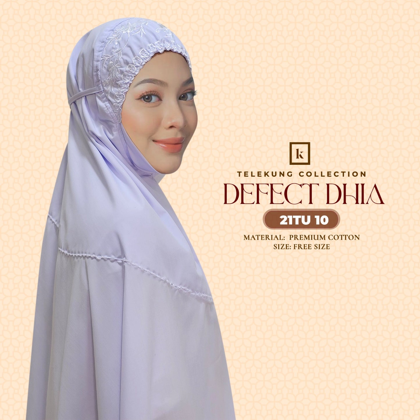 Telekung Khaulah Cantik Inspired DEFECT Dhia Cotton Series (21TU)