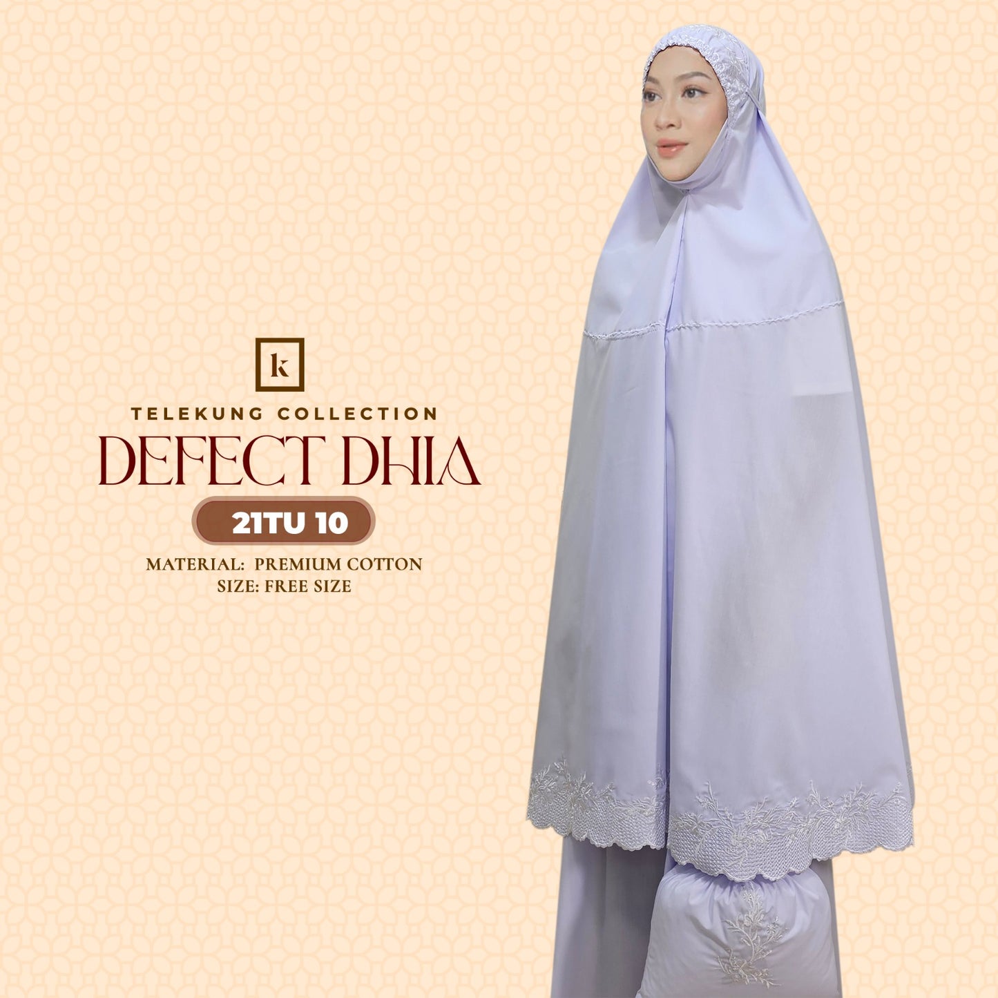 Telekung Khaulah Cantik Inspired DEFECT Dhia Cotton Series (21TU)