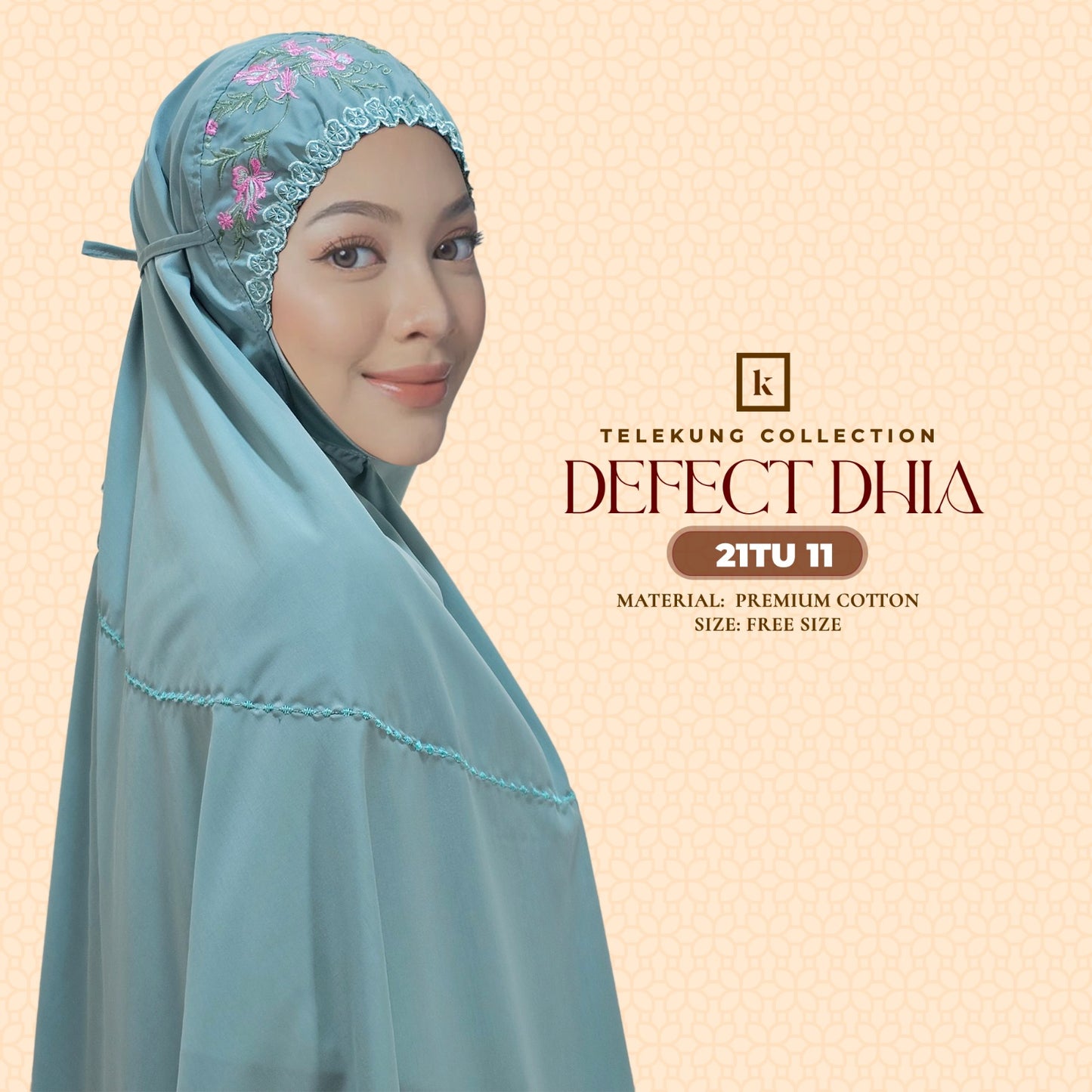 Telekung Khaulah Cantik Inspired DEFECT Dhia Cotton Series (21TU)