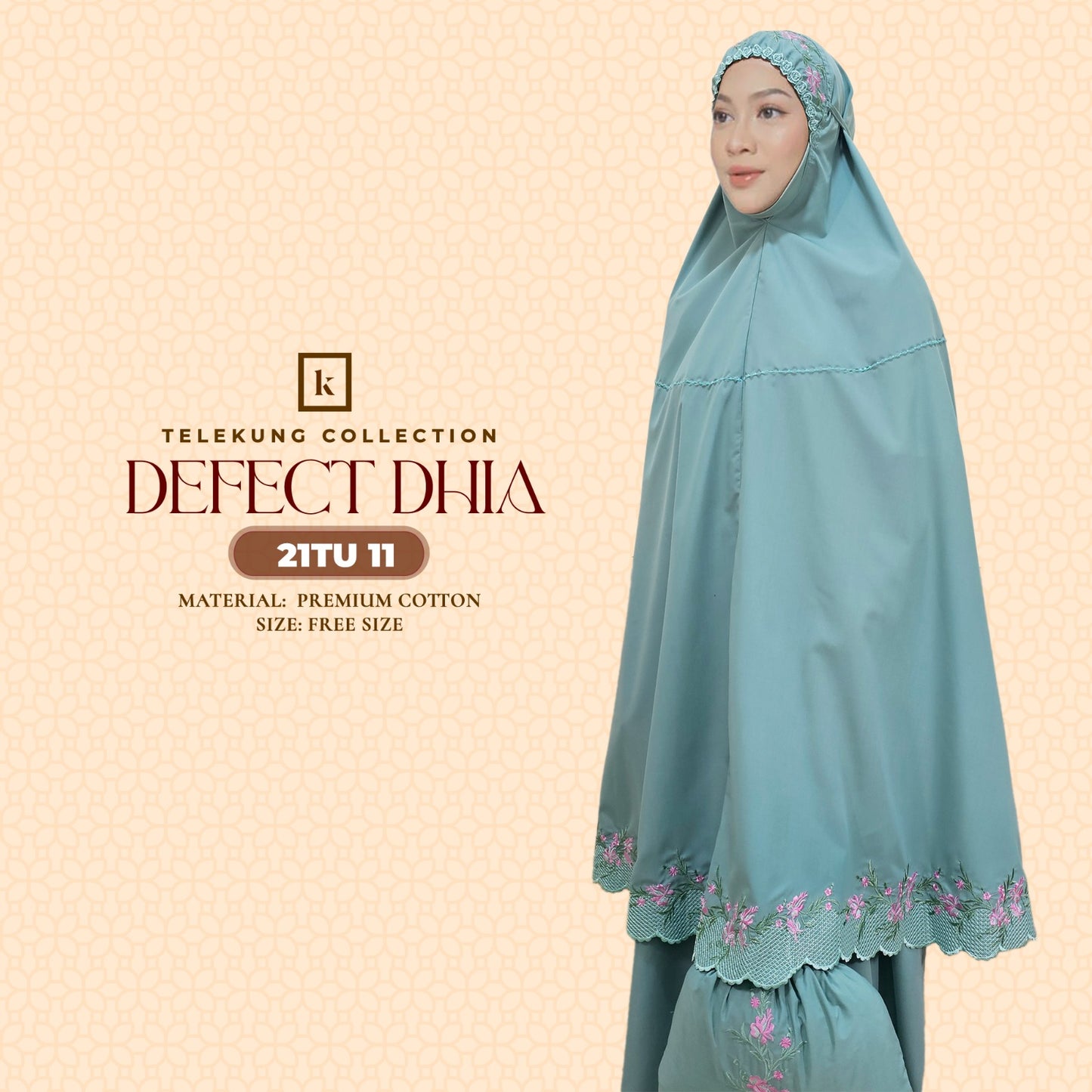 Telekung Khaulah Cantik Inspired DEFECT Dhia Cotton Series (21TU)