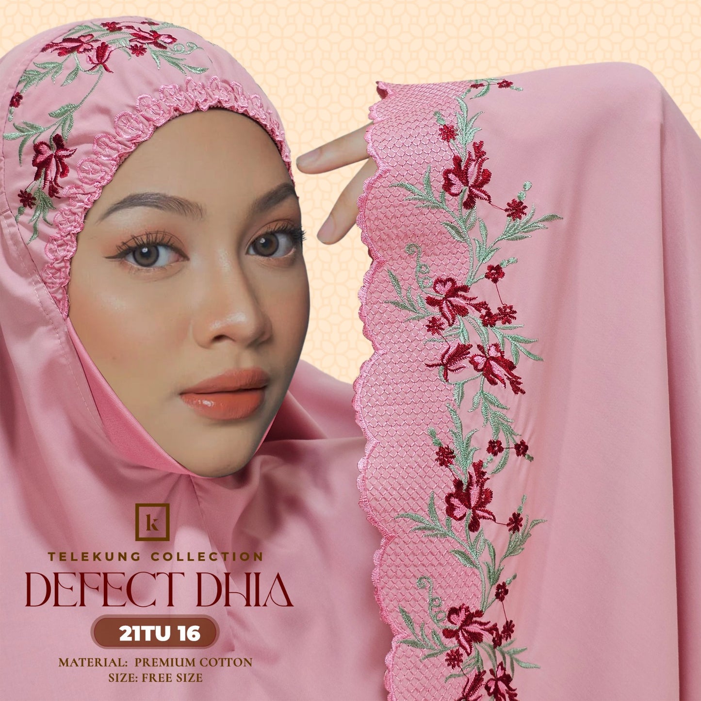 Telekung Khaulah Cantik Inspired DEFECT Dhia Cotton Series (21TU)