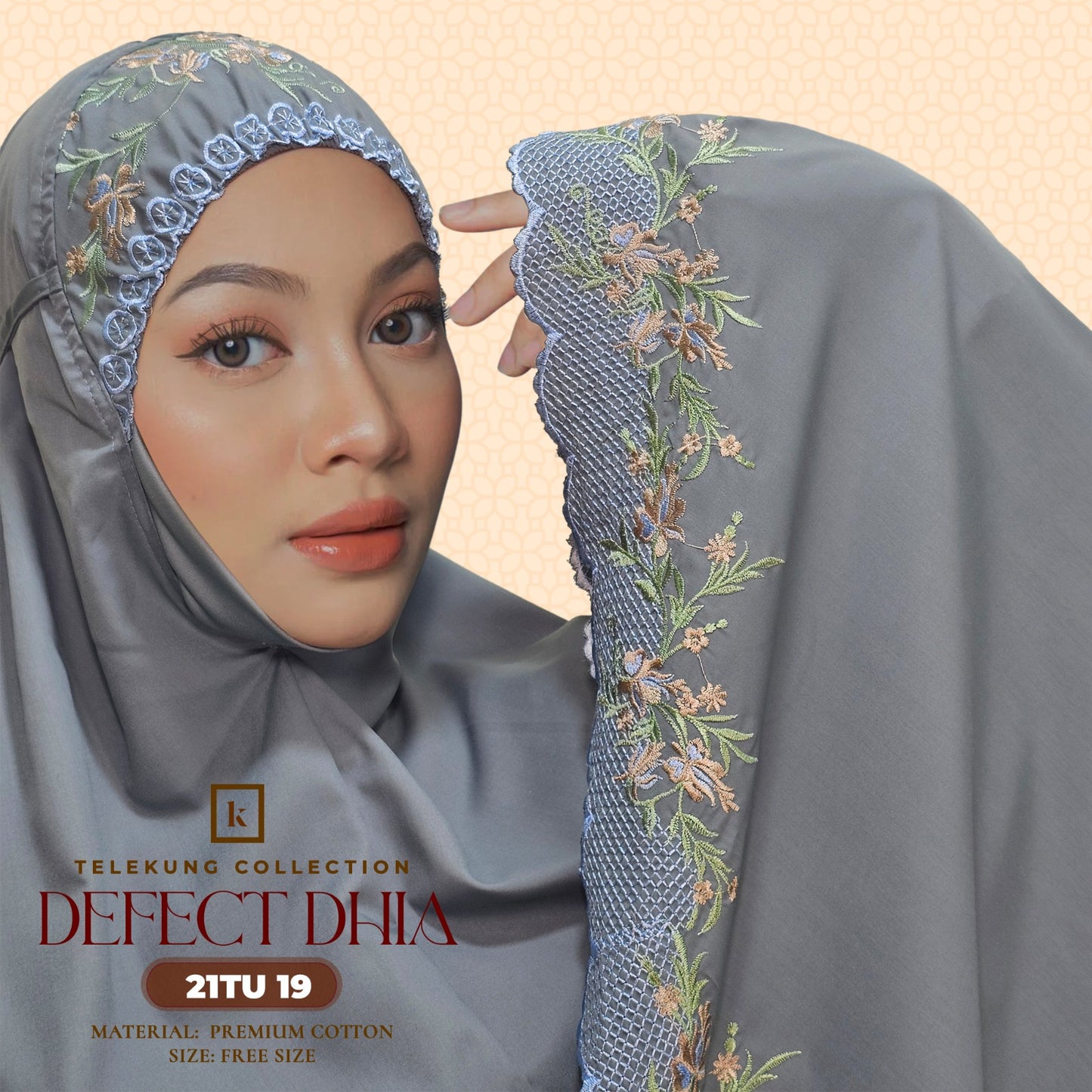 Telekung Khaulah Cantik Inspired DEFECT Dhia Cotton Series (21TU)