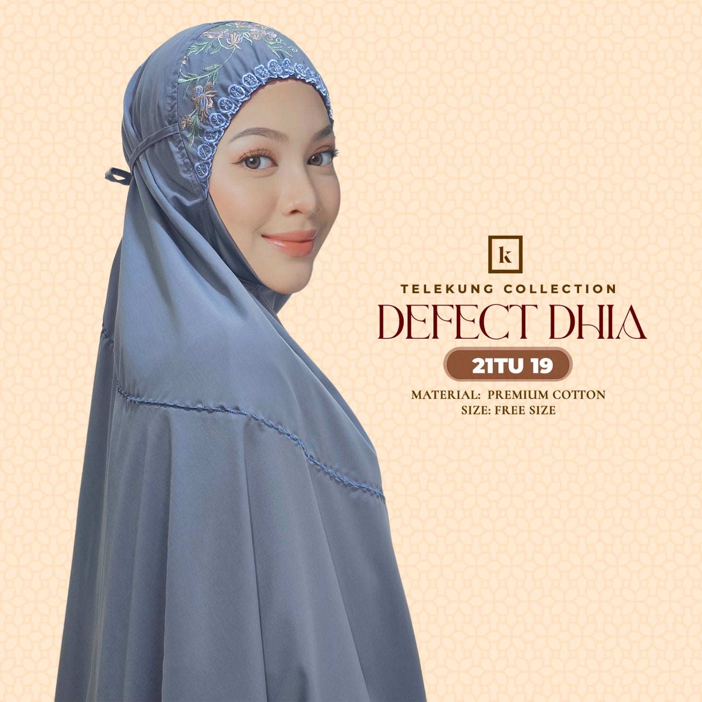 Telekung Khaulah Cantik Inspired DEFECT Dhia Cotton Series (21TU)