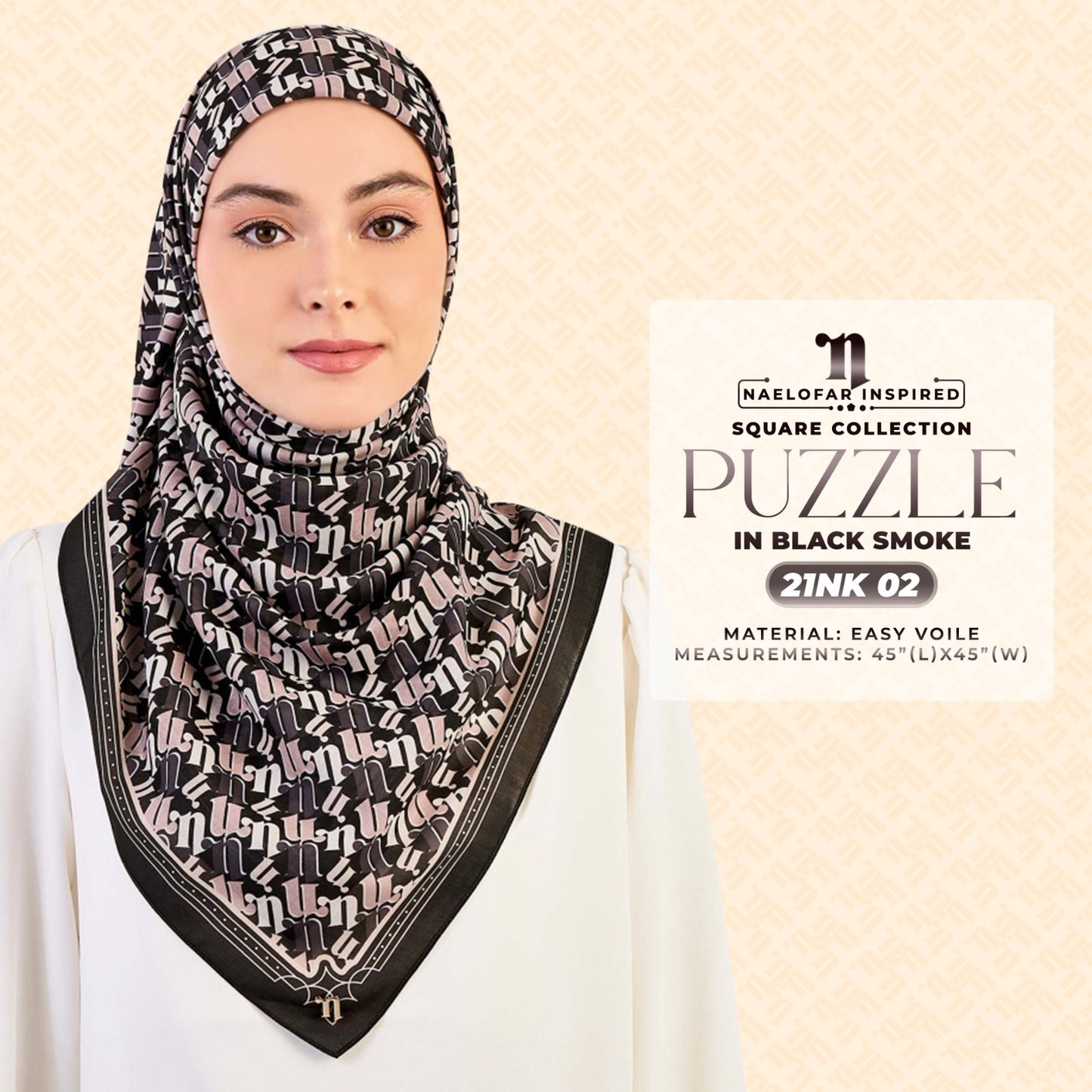 Naelofar Inspired Puzzel Printed SQ Collection