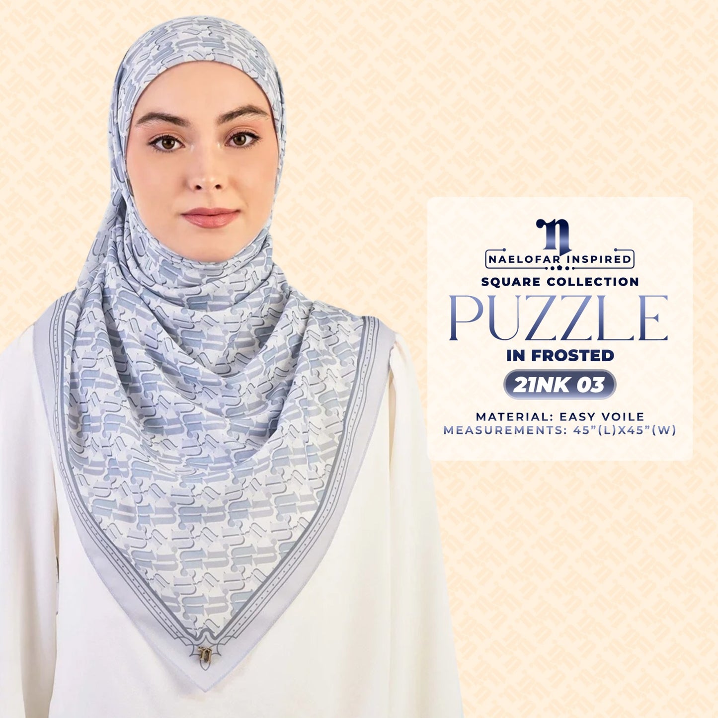 Naelofar Inspired Puzzel Printed SQ Collection