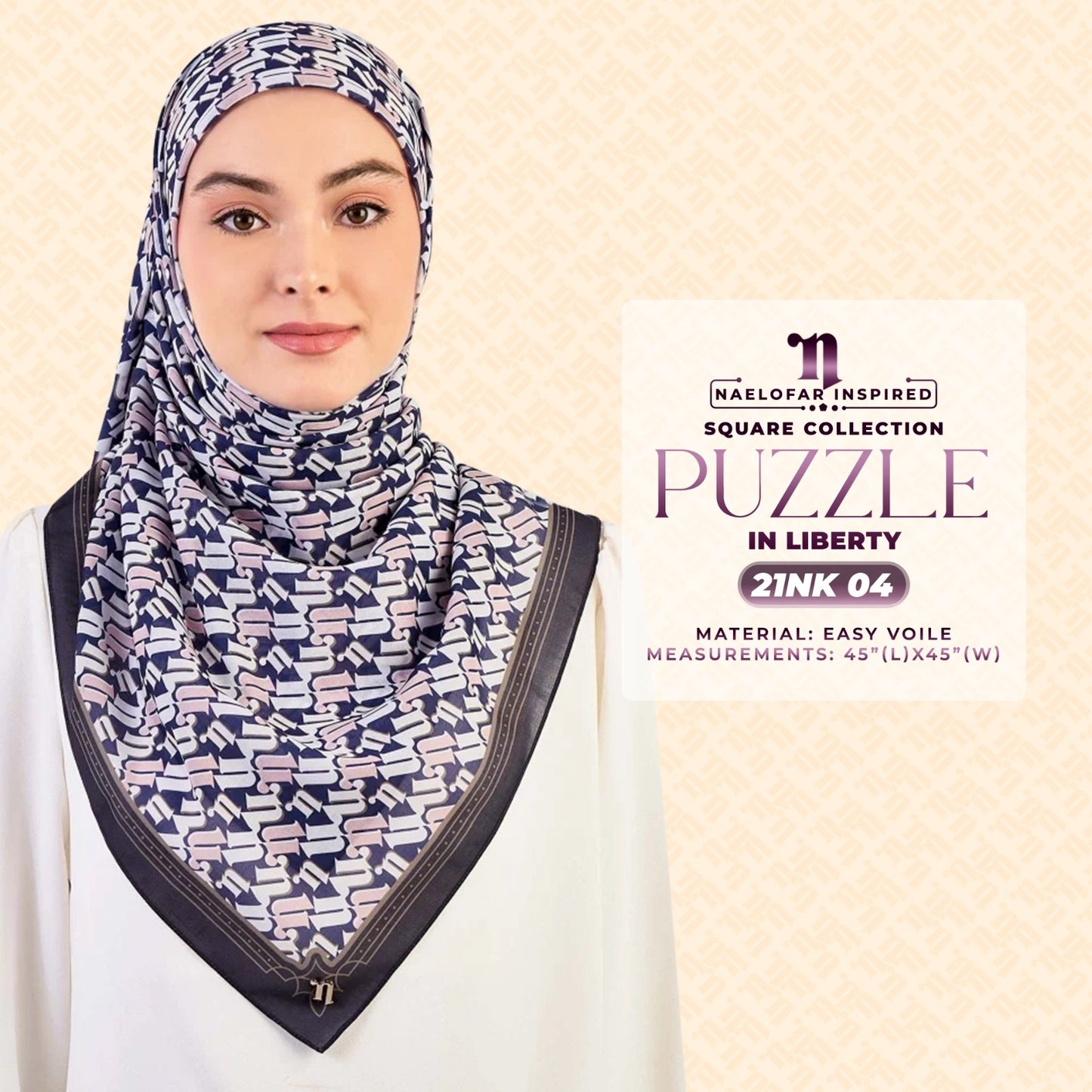 Naelofar Inspired Puzzel Printed SQ Collection