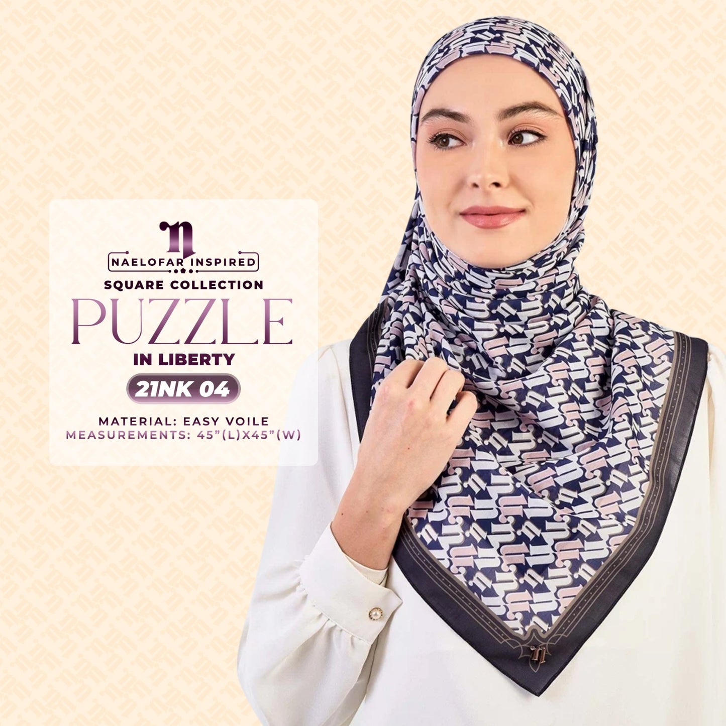 Naelofar Inspired Puzzel Printed SQ Collection