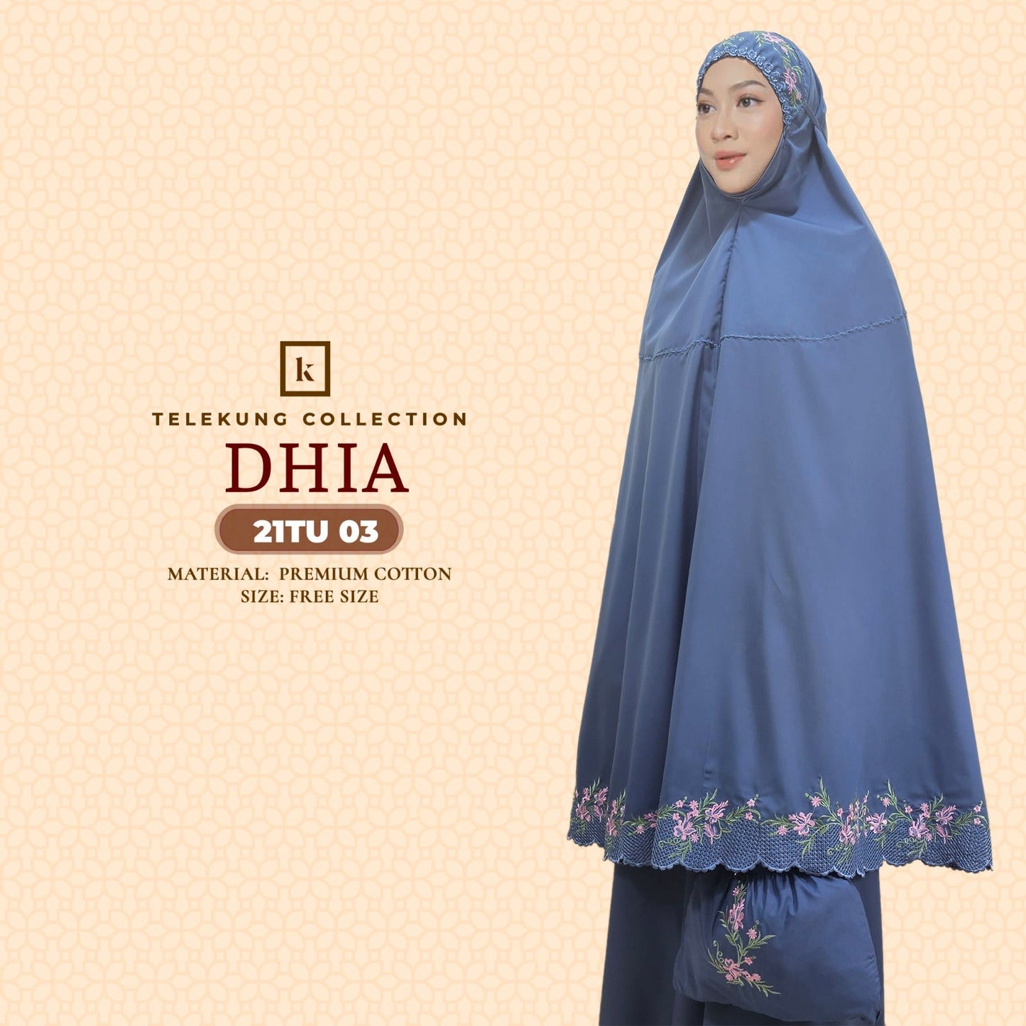 Telekung Khaulah Cantik Inspired Dhia Cotton Series (21TU)