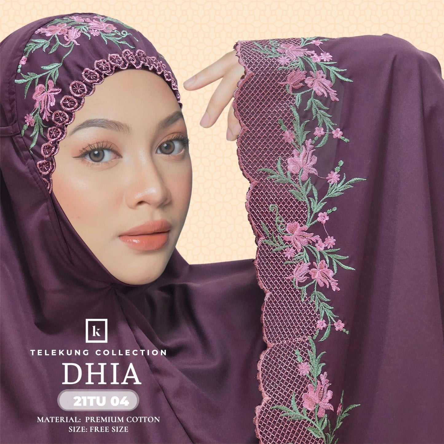 Telekung Khaulah Cantik Inspired Dhia Cotton Series (21TU)