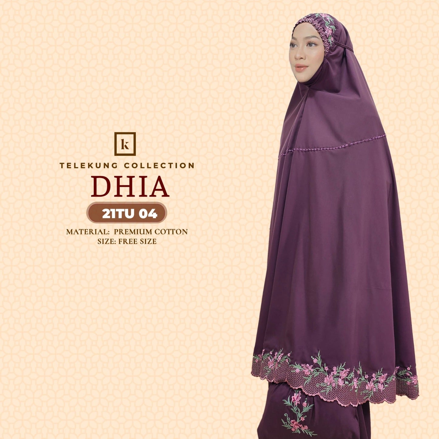 Telekung Khaulah Cantik Inspired Dhia Cotton Series (21TU)