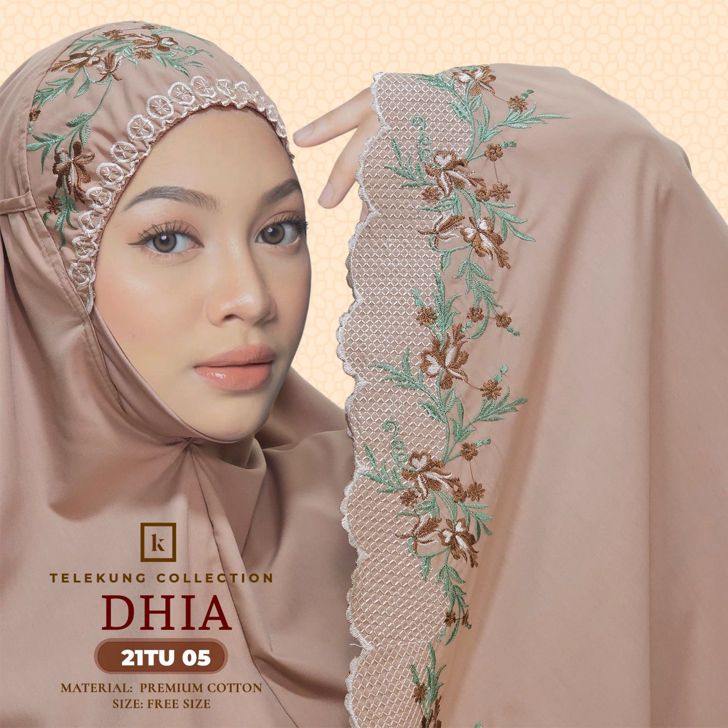 Telekung Khaulah Cantik Inspired Dhia Cotton Series (21TU)