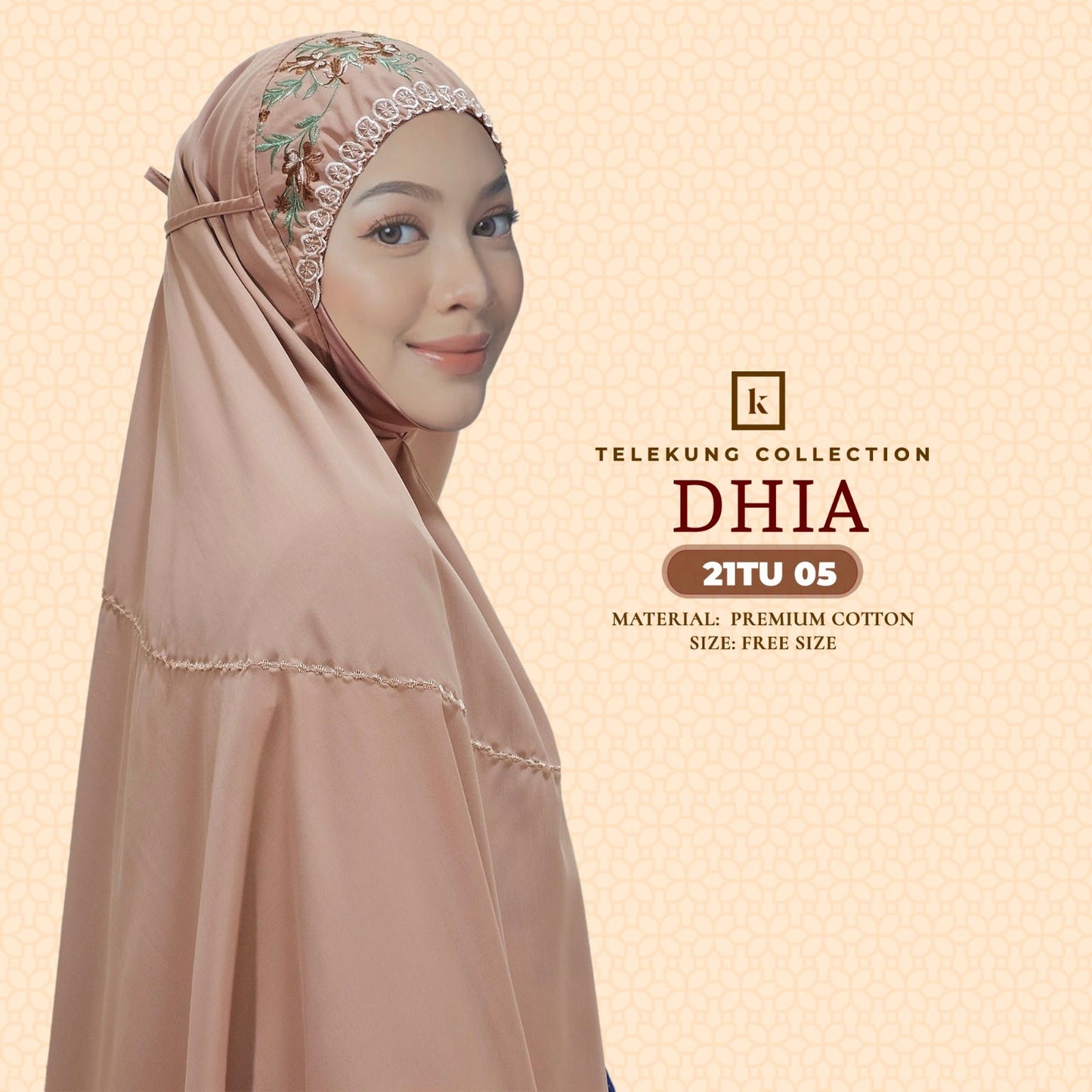 Telekung Khaulah Cantik Inspired Dhia Cotton Series (21TU)