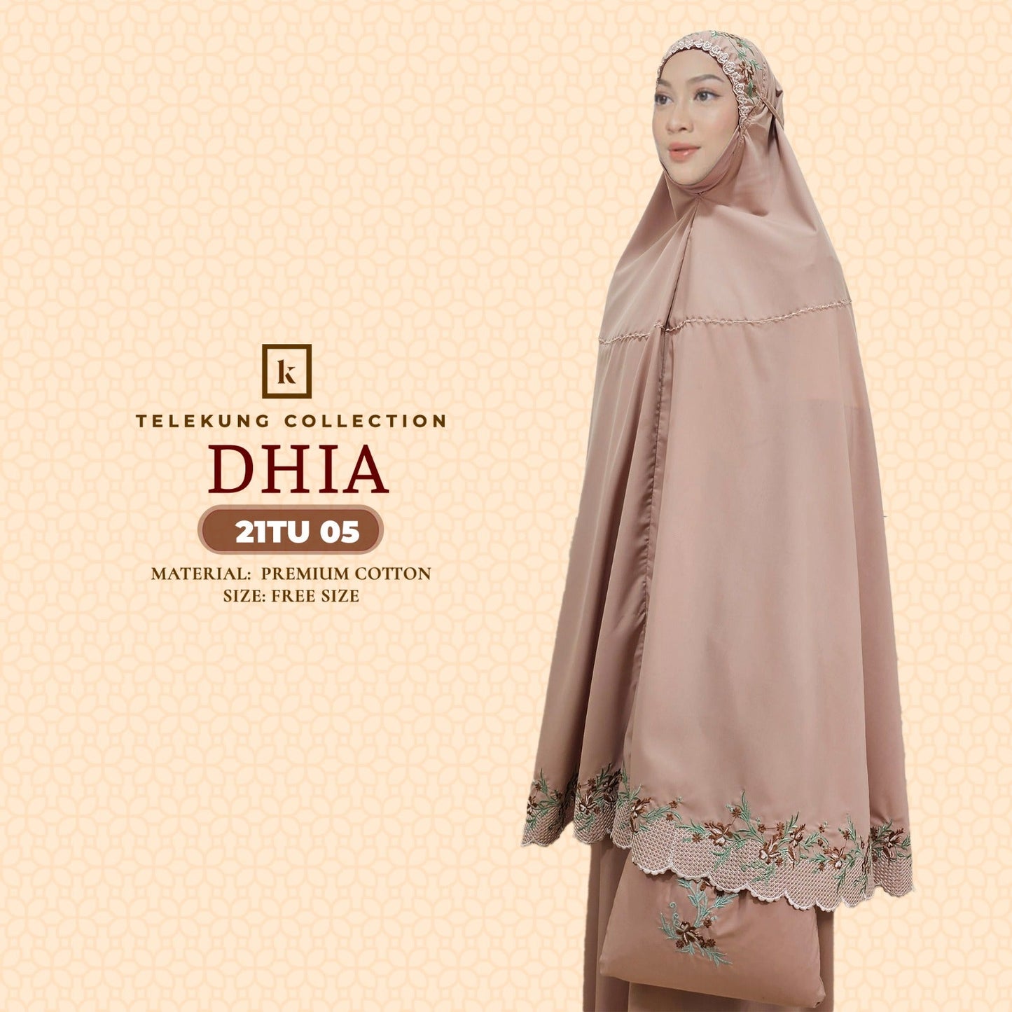 Telekung Khaulah Cantik Inspired Dhia Cotton Series (21TU)