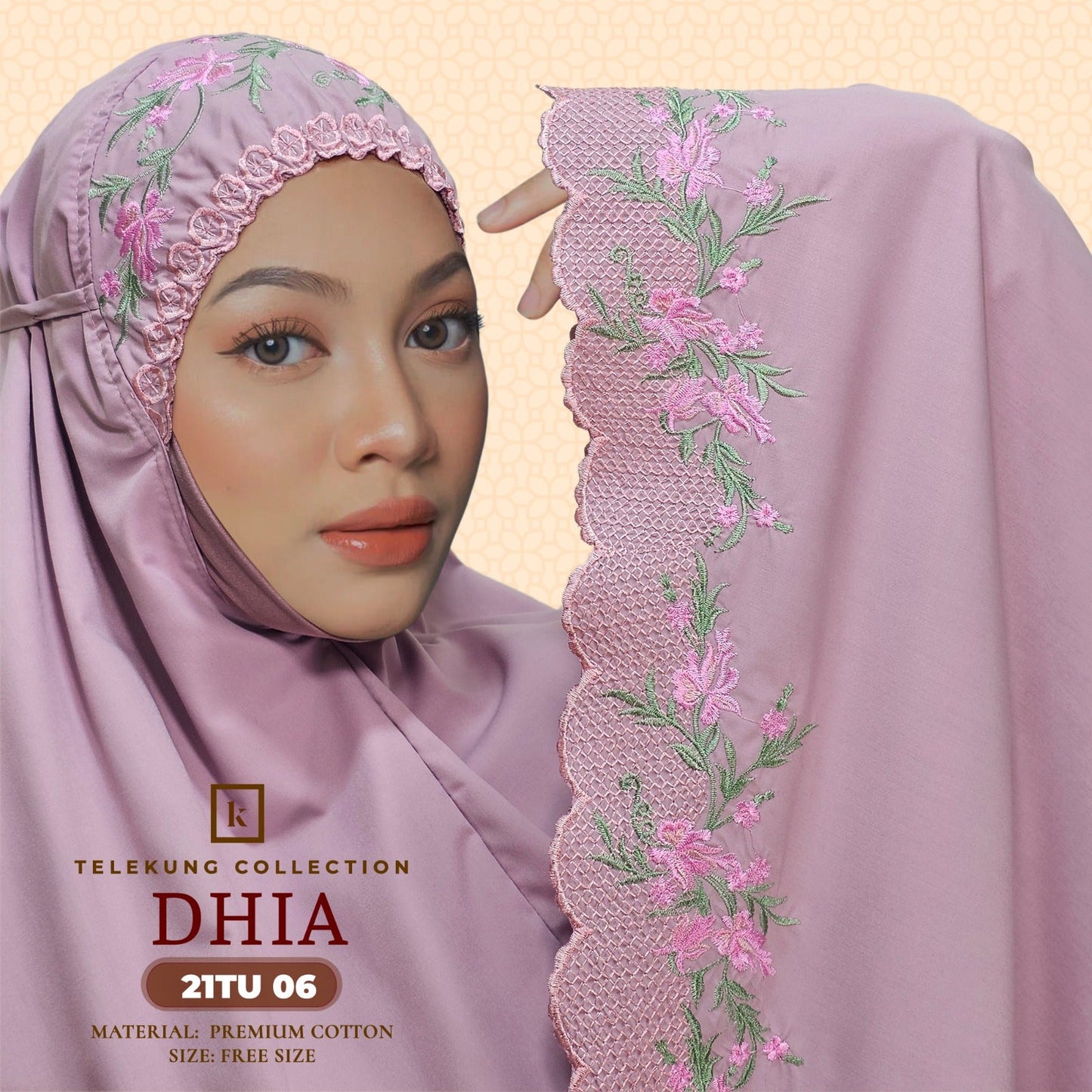 Telekung Khaulah Cantik Inspired Dhia Cotton Series (21TU)
