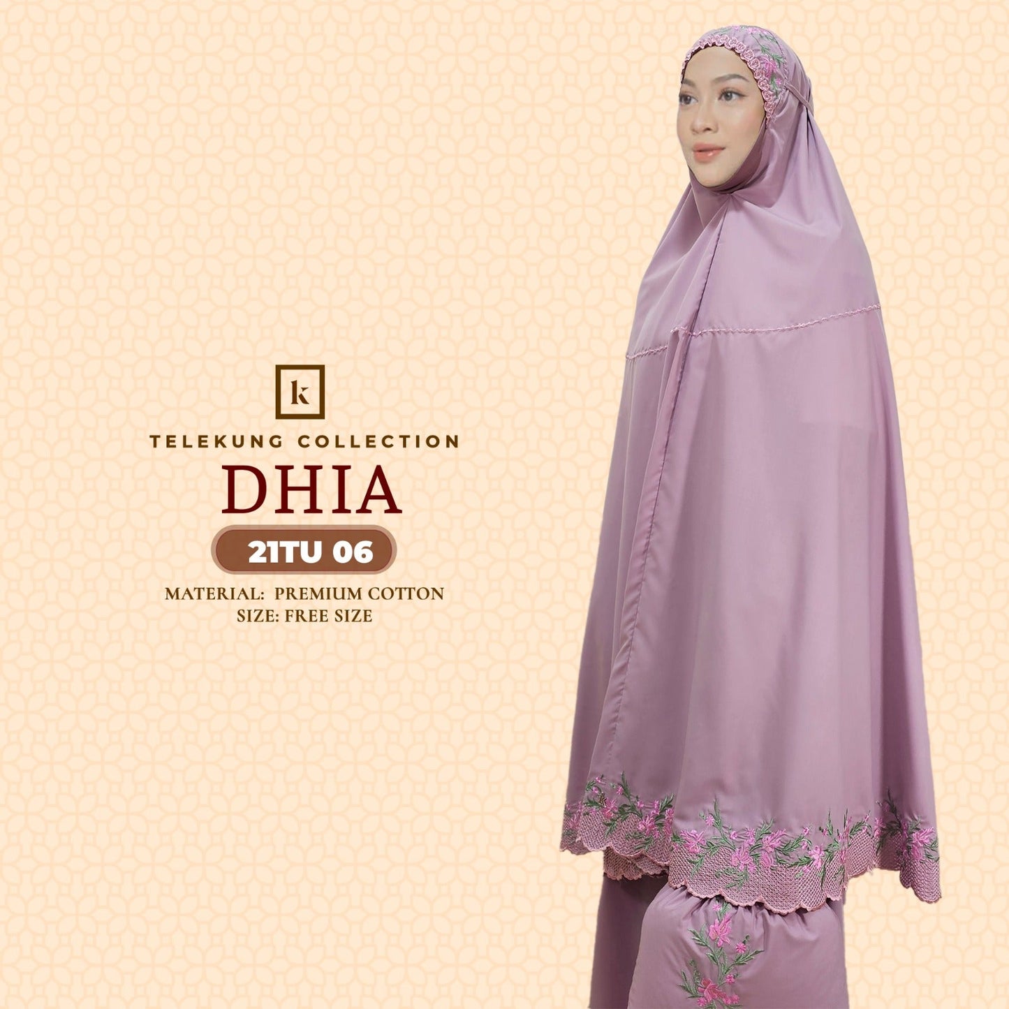 Telekung Khaulah Cantik Inspired Dhia Cotton Series (21TU)