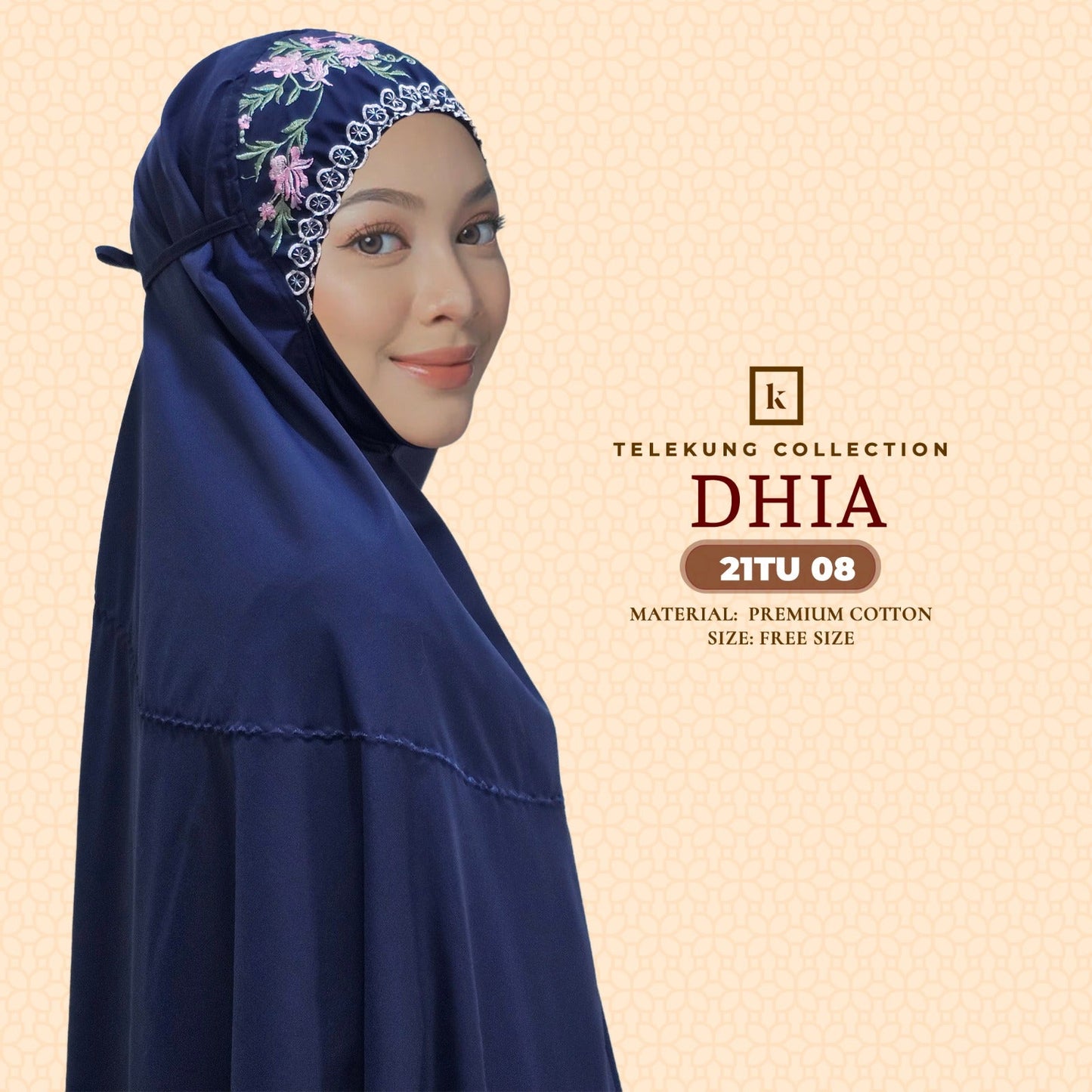 Telekung Khaulah Cantik Inspired Dhia Cotton Series (21TU)