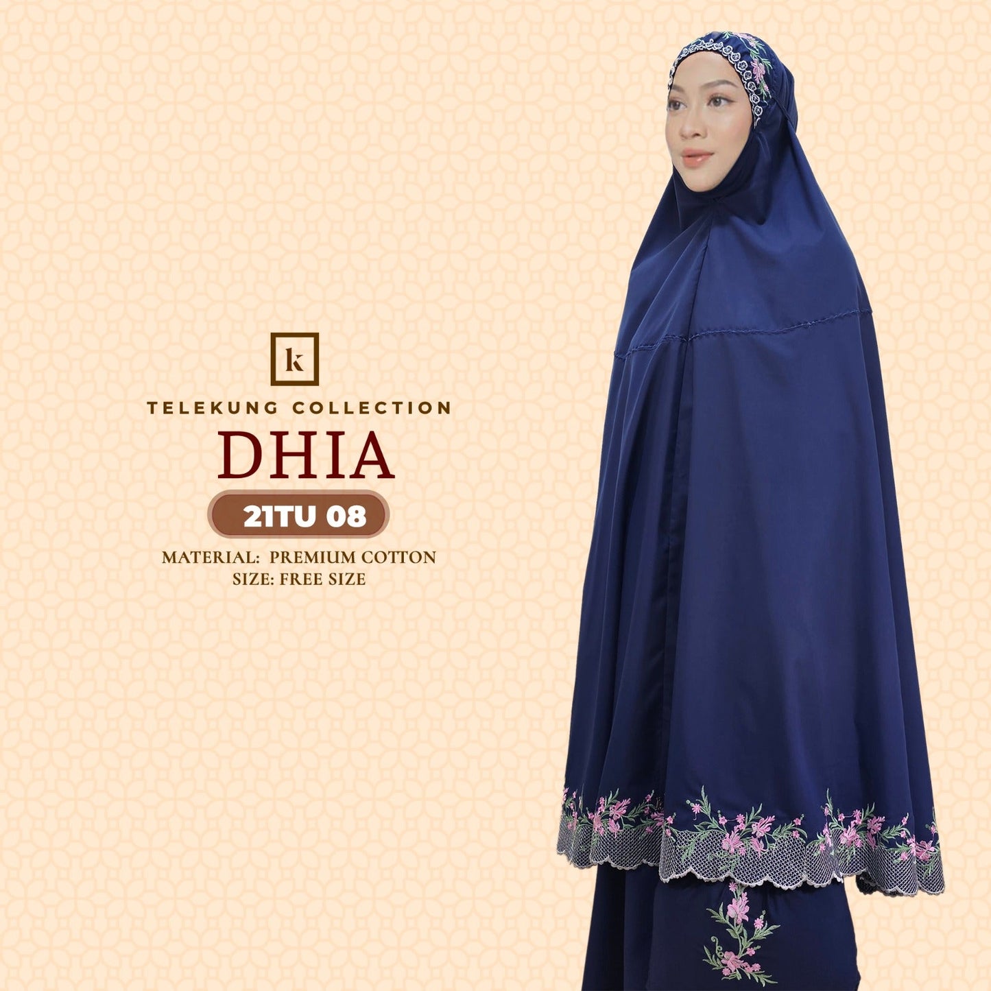 Telekung Khaulah Cantik Inspired Dhia Cotton Series (21TU)