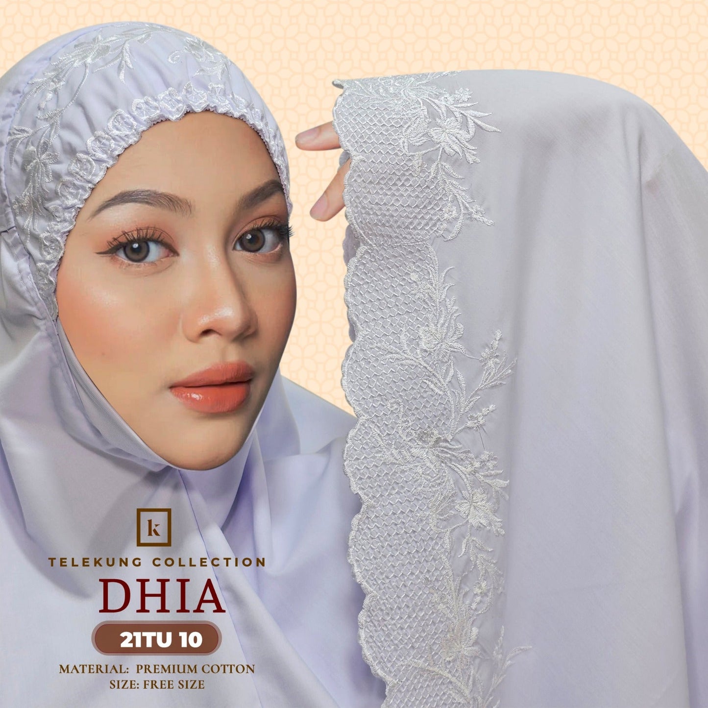 Telekung Khaulah Cantik Inspired Dhia Cotton Series (21TU)
