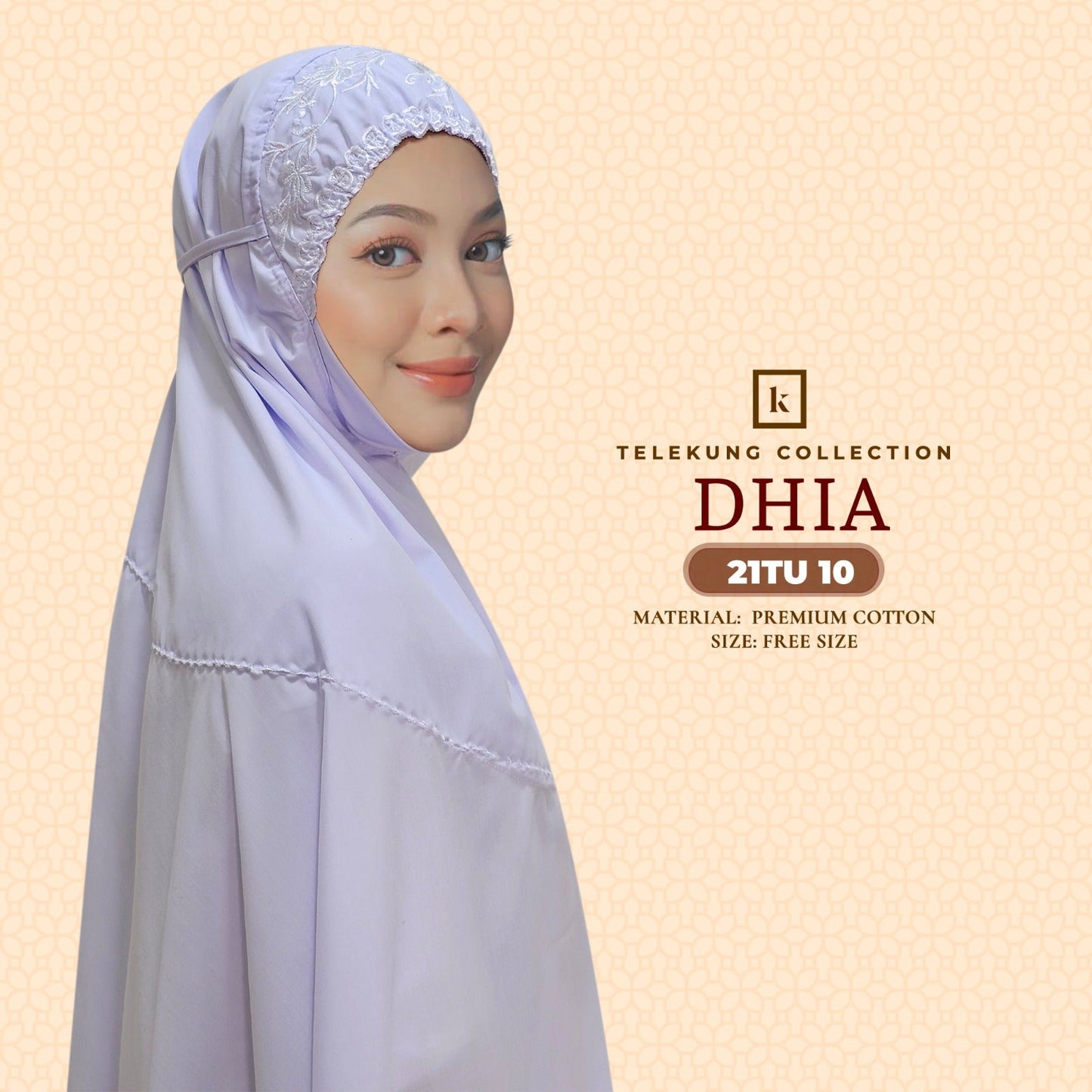 Telekung Khaulah Cantik Inspired Dhia Cotton Series (21TU)