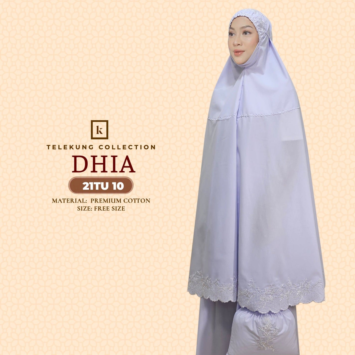 Telekung Khaulah Cantik Inspired Dhia Cotton Series (21TU)