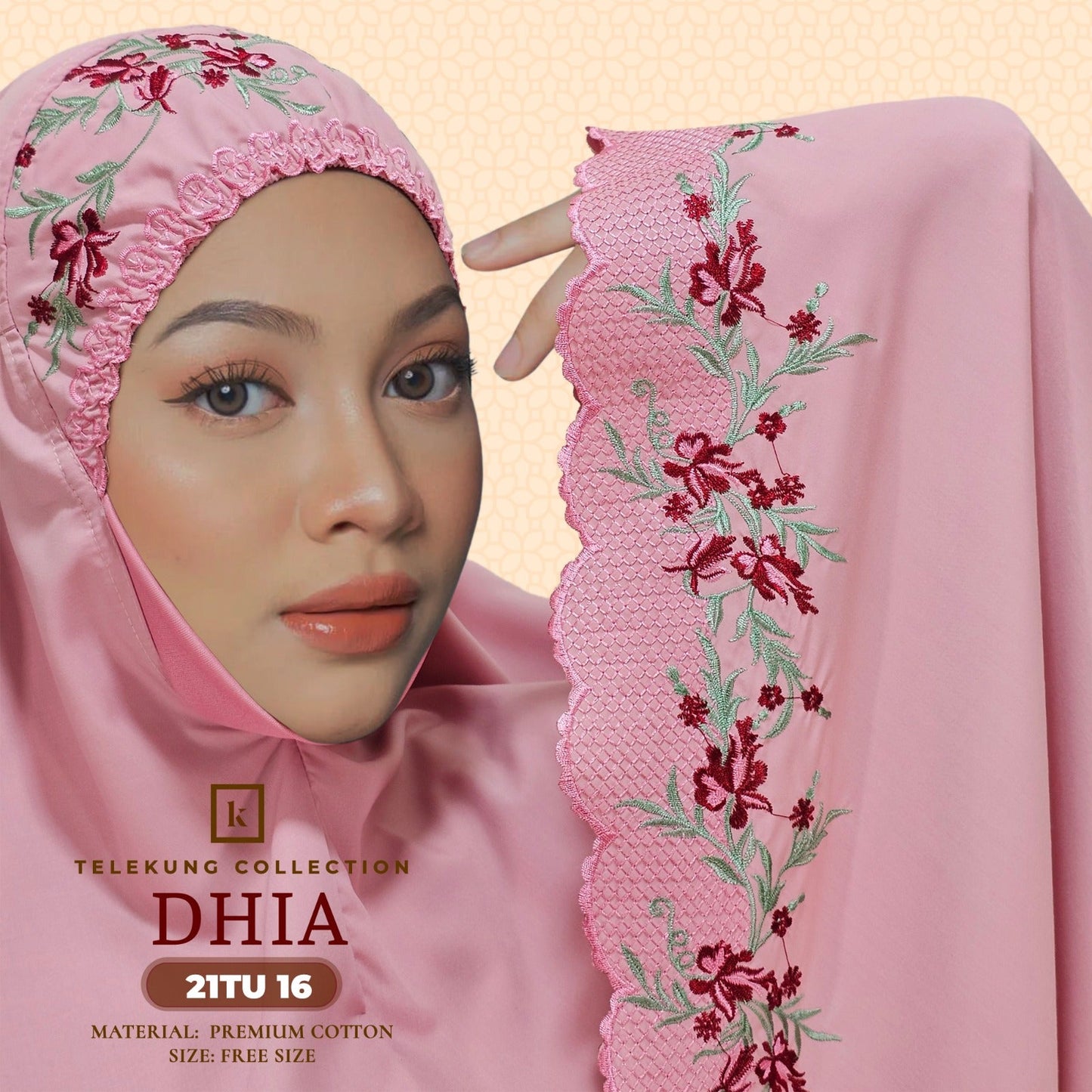 Telekung Khaulah Cantik Inspired Dhia Cotton Series (21TU)
