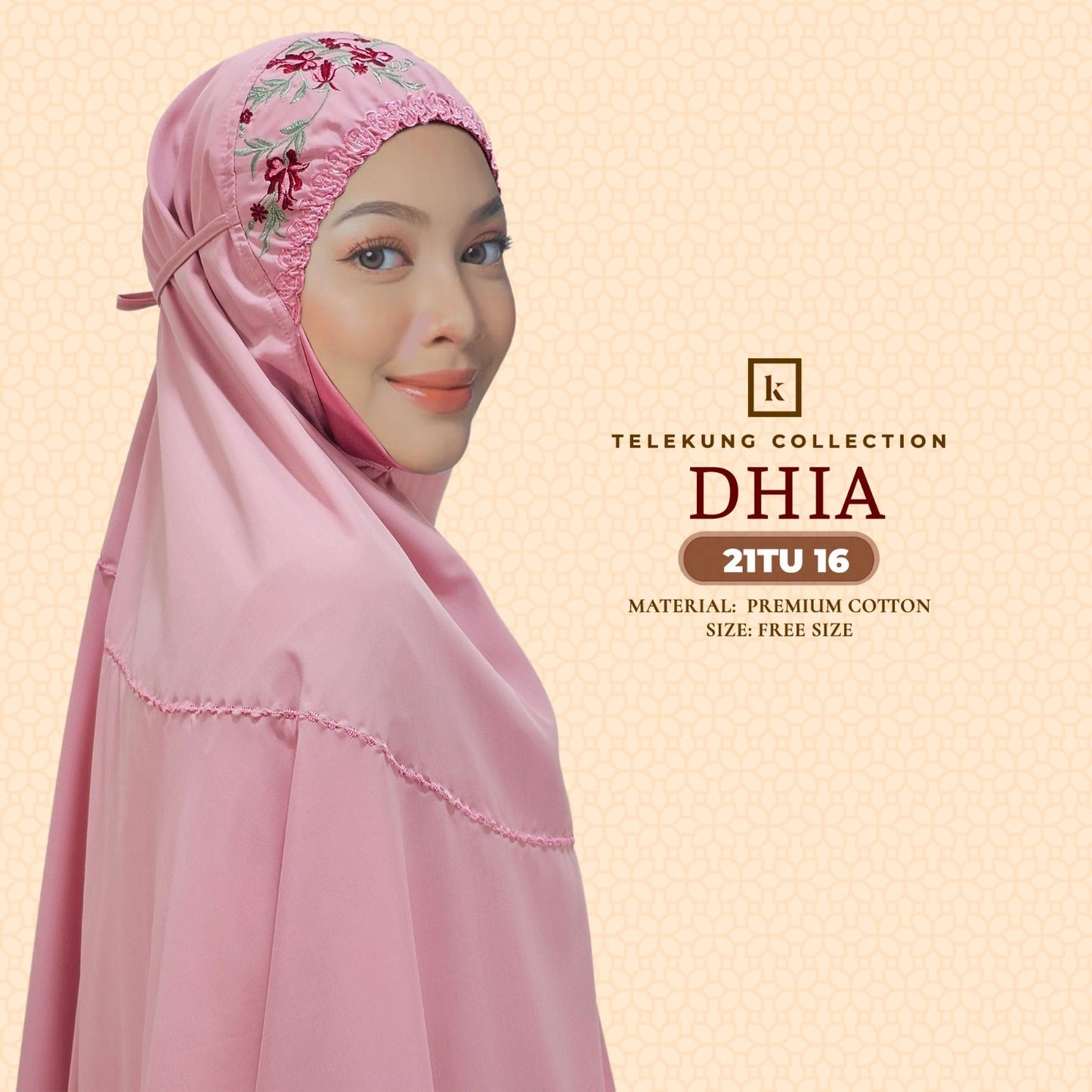 Telekung Khaulah Cantik Inspired Dhia Cotton Series (21TU)