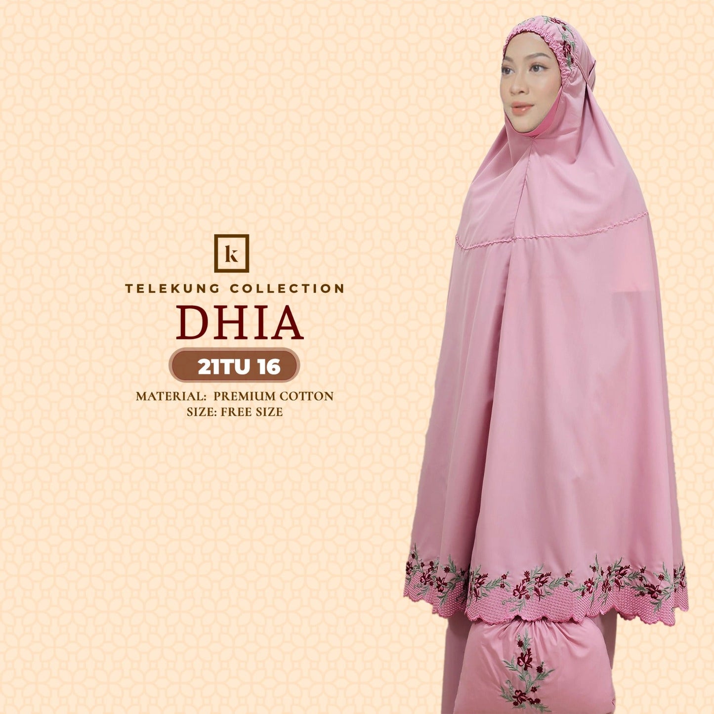 Telekung Khaulah Cantik Inspired Dhia Cotton Series (21TU)