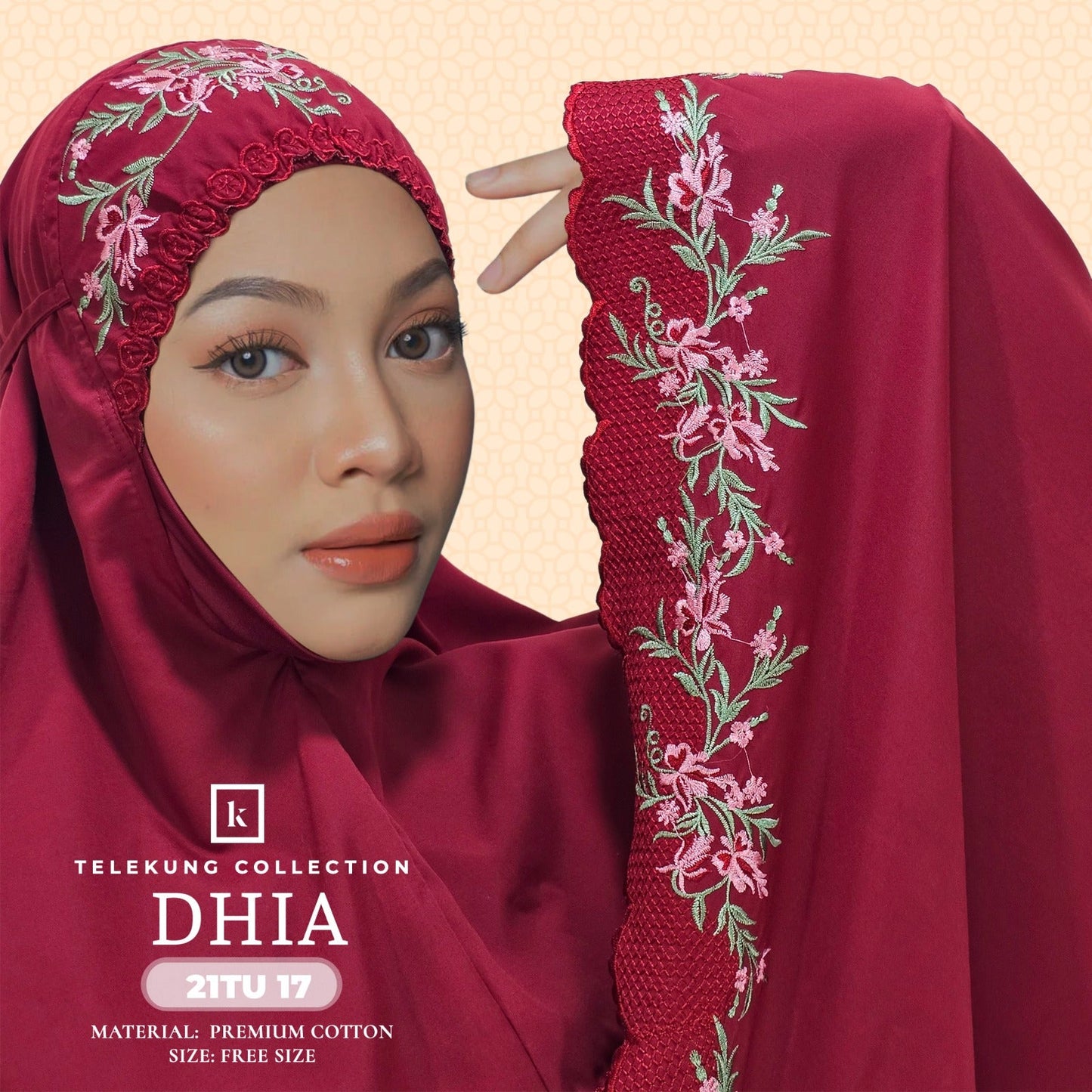 Telekung Khaulah Cantik Inspired Dhia Cotton Series (21TU)