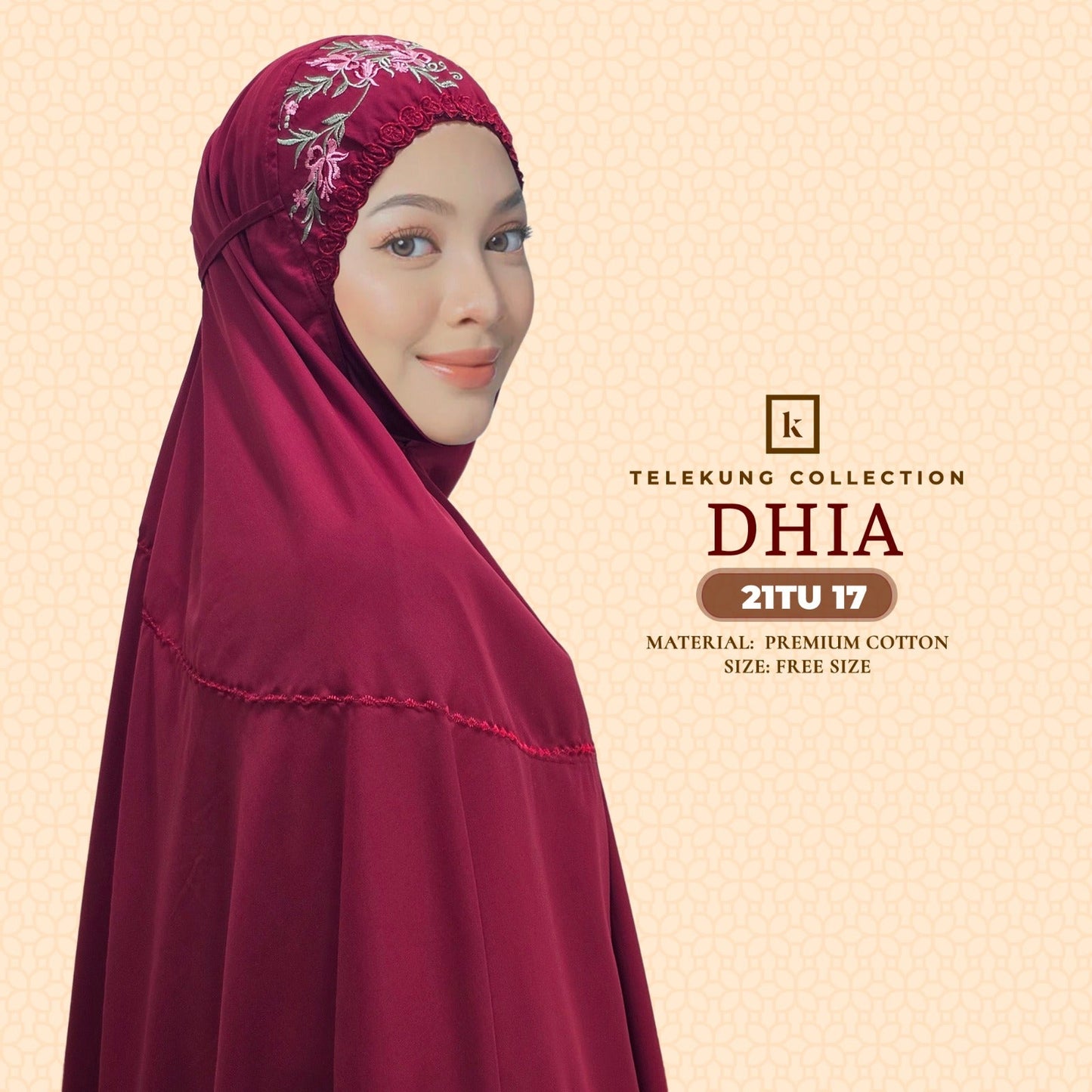Telekung Khaulah Cantik Inspired Dhia Cotton Series (21TU)