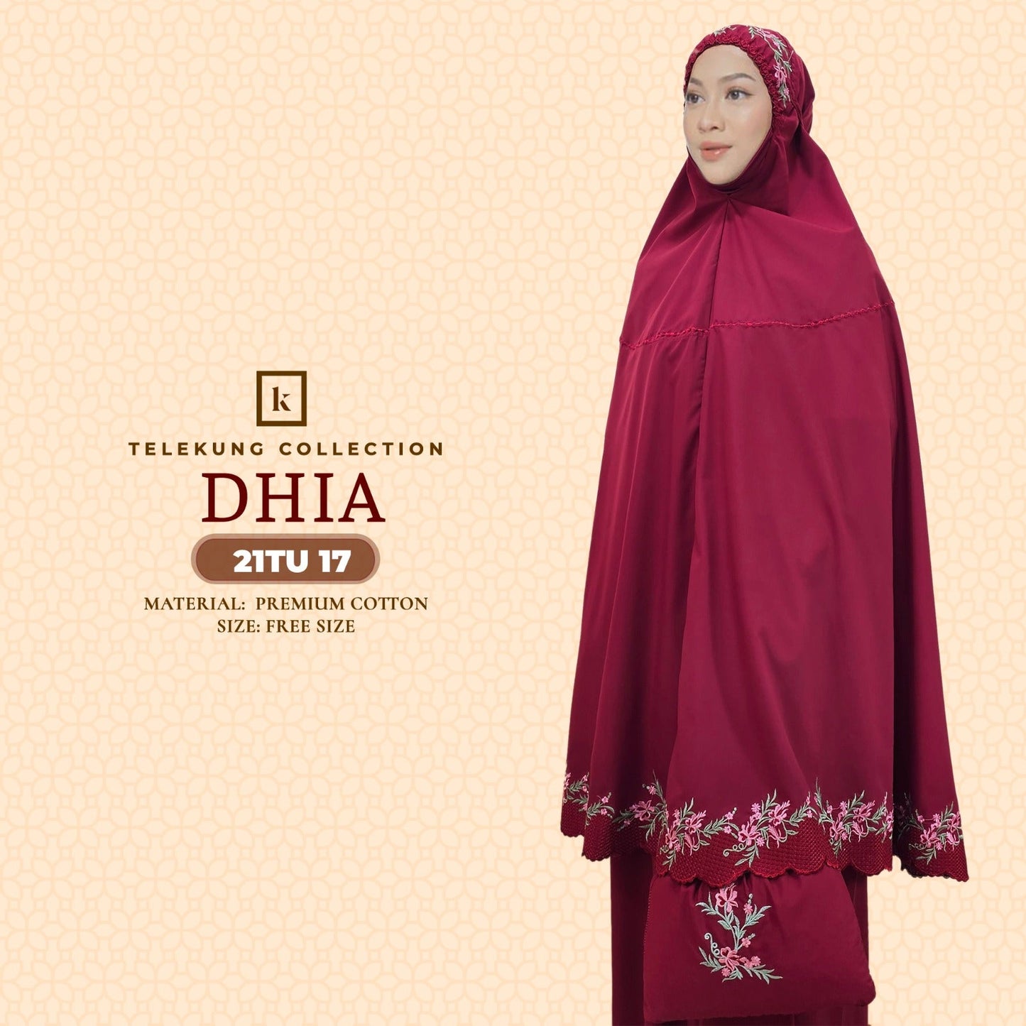 Telekung Khaulah Cantik Inspired Dhia Cotton Series (21TU)