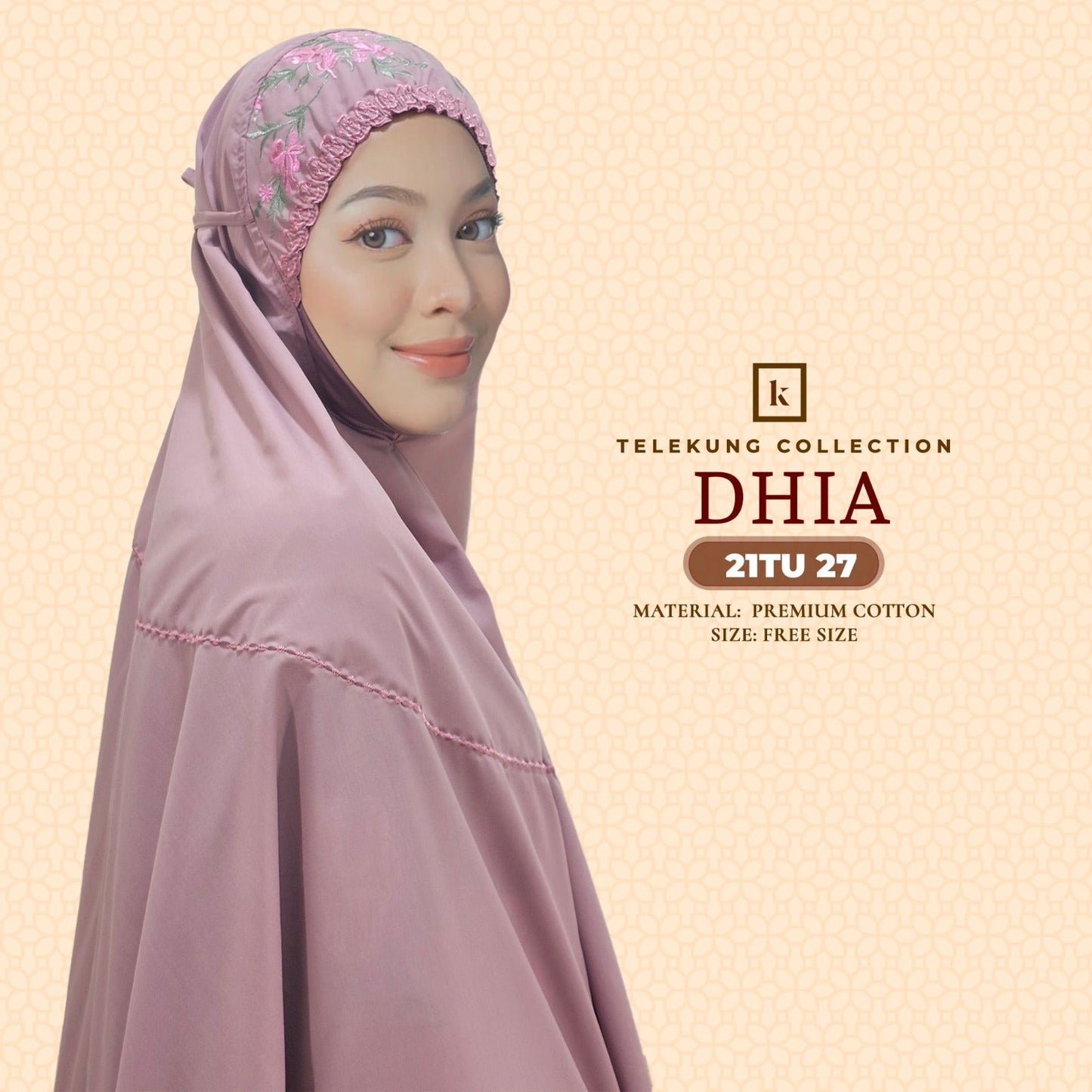 Telekung Khaulah Cantik Inspired Dhia Cotton Series (21TU)