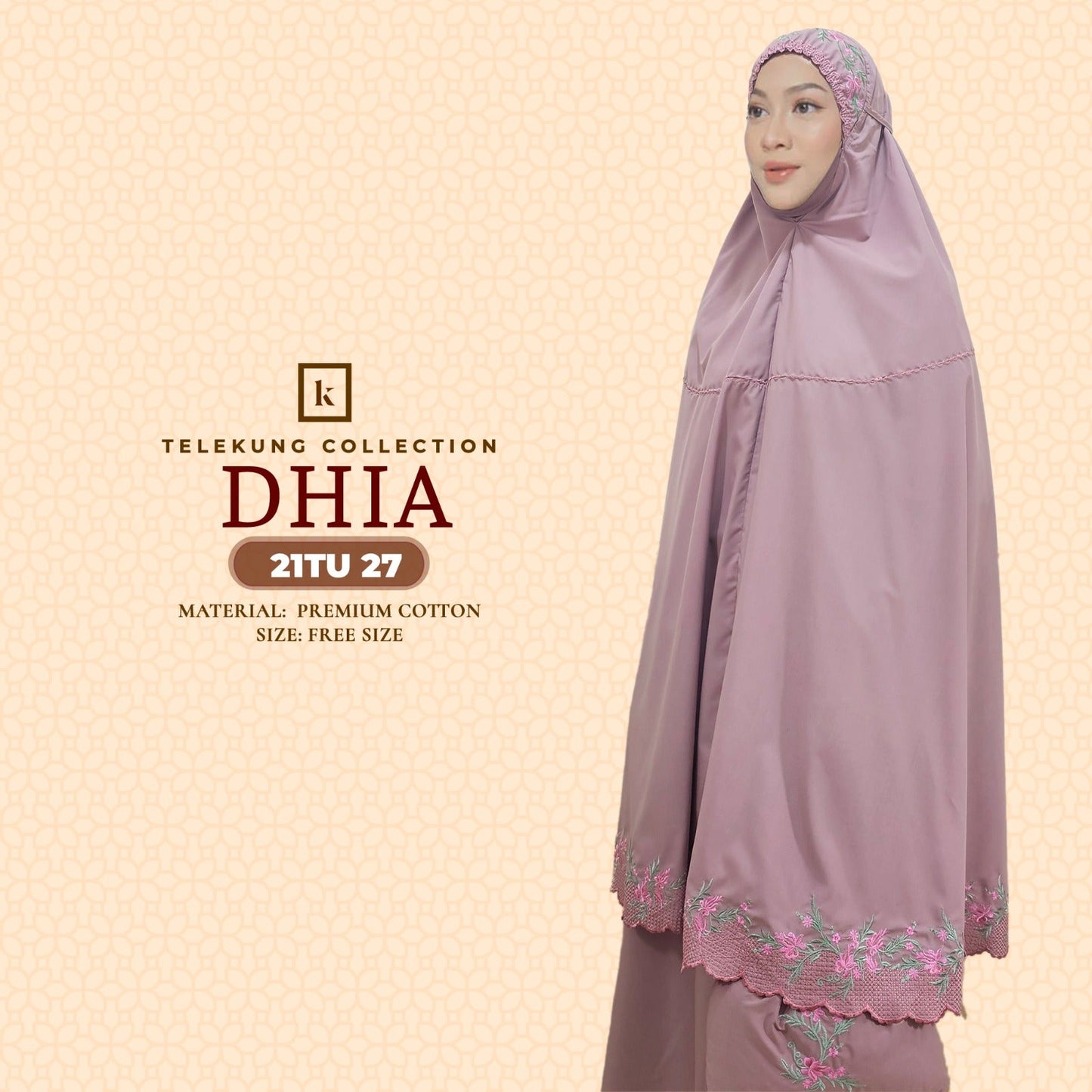 Telekung Khaulah Cantik Inspired Dhia Cotton Series (21TU)