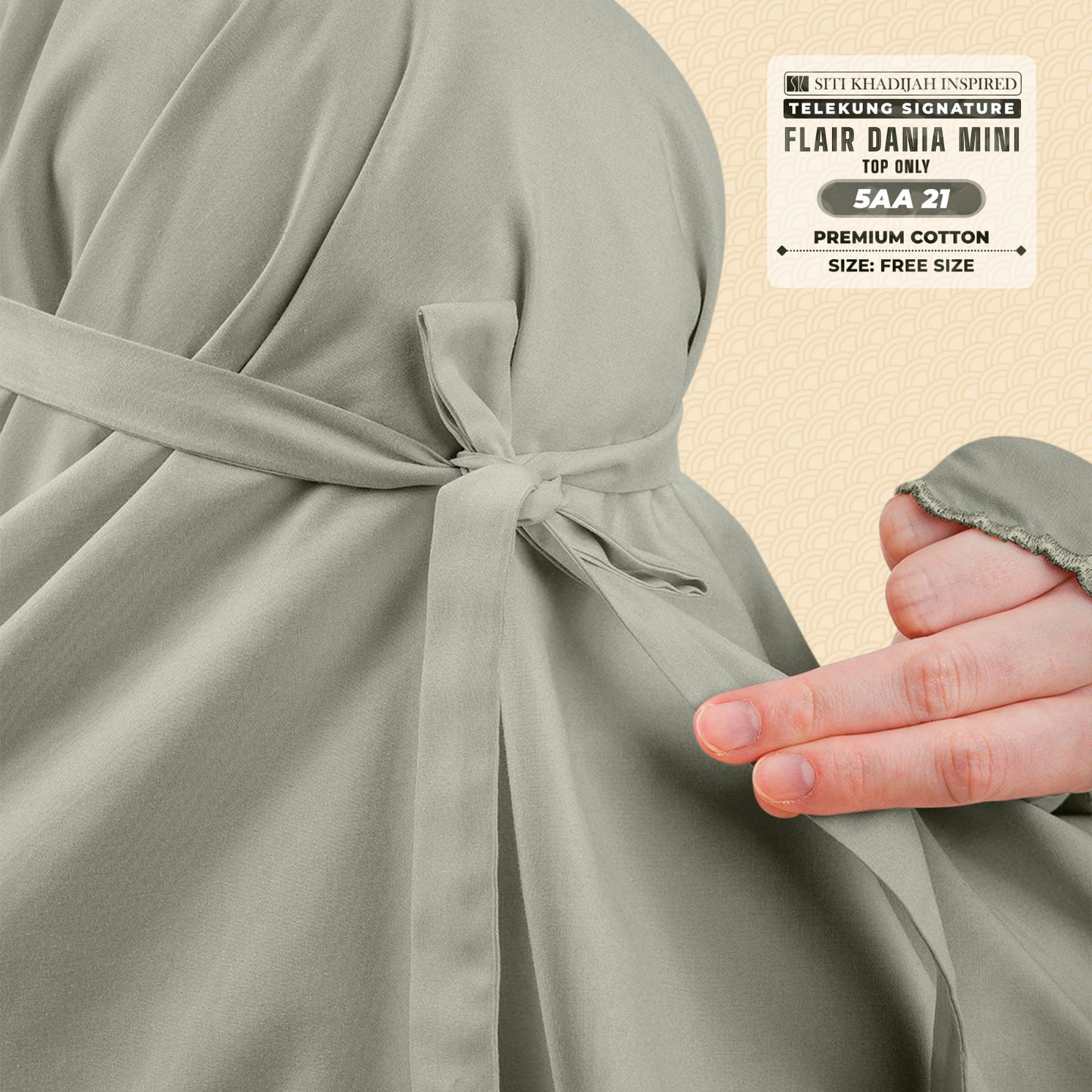 Telekung Siti Khadijah Flair Dania Mini (Top Only) - Free Woven bag (5AA)