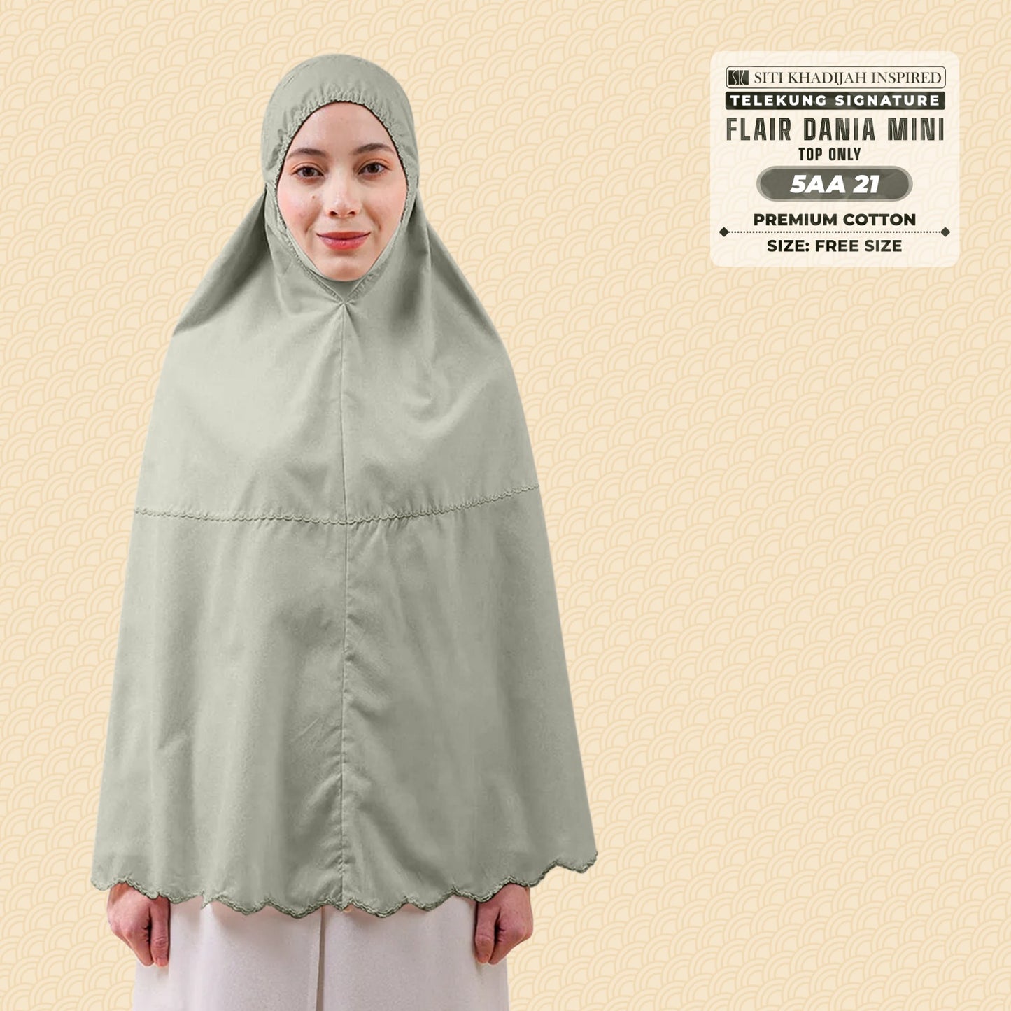 Telekung Siti Khadijah Flair Dania Mini (Top Only) - Free Woven bag (5AA)